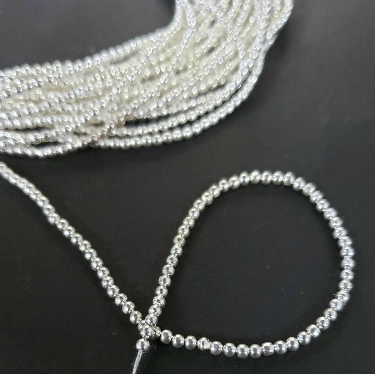 100 pcs 925 Sterling Silver bali bead 1.5mm tiny handmade seamed bead. Jewelry making bali shiny sterling silver spacer bead .