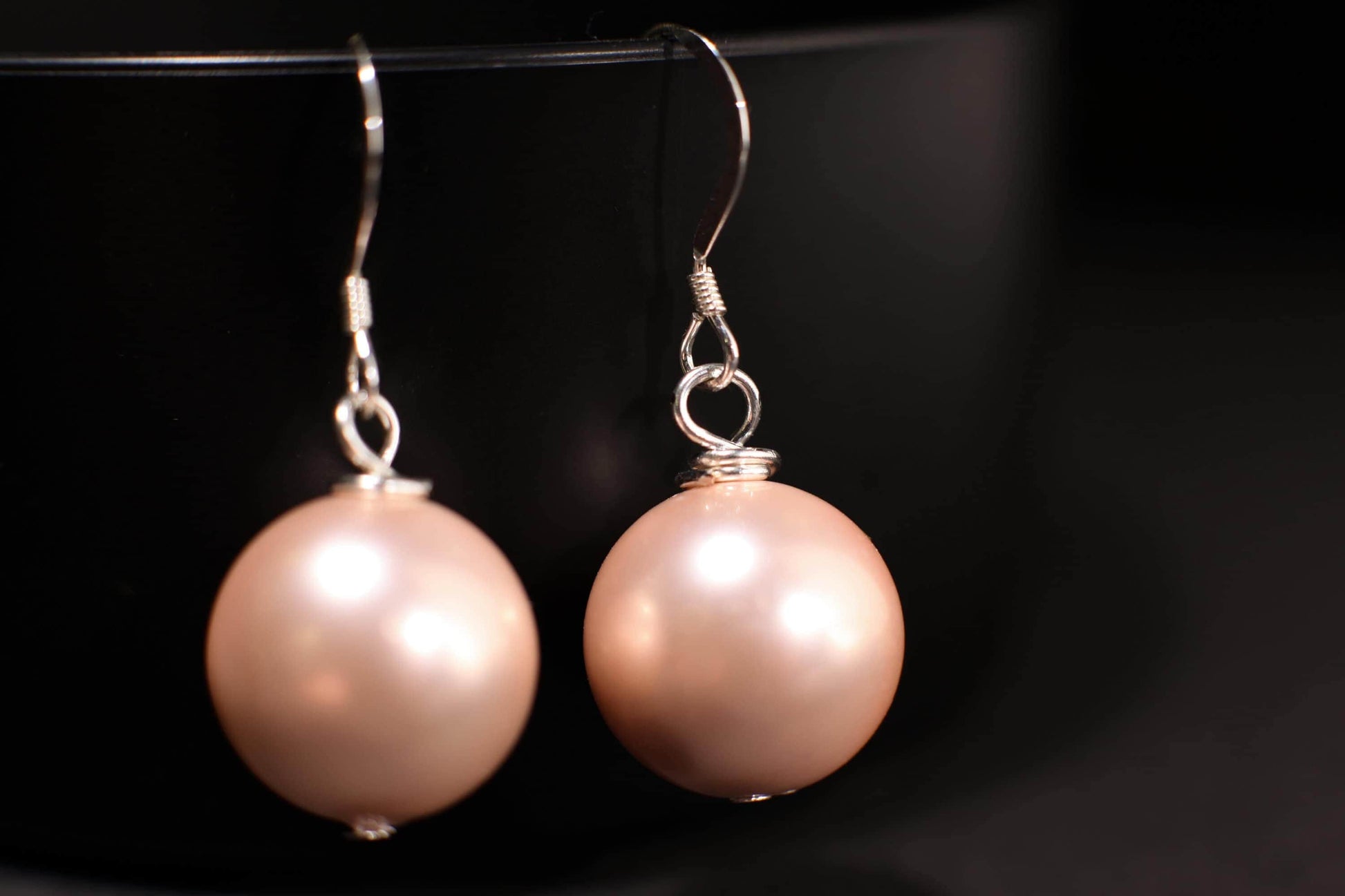Pink South Sea Shell Pearl 14mm Large High Luster in 925 Sterling Silver Ear Wire or Leverback Earrings, Bridal, Gift for Her