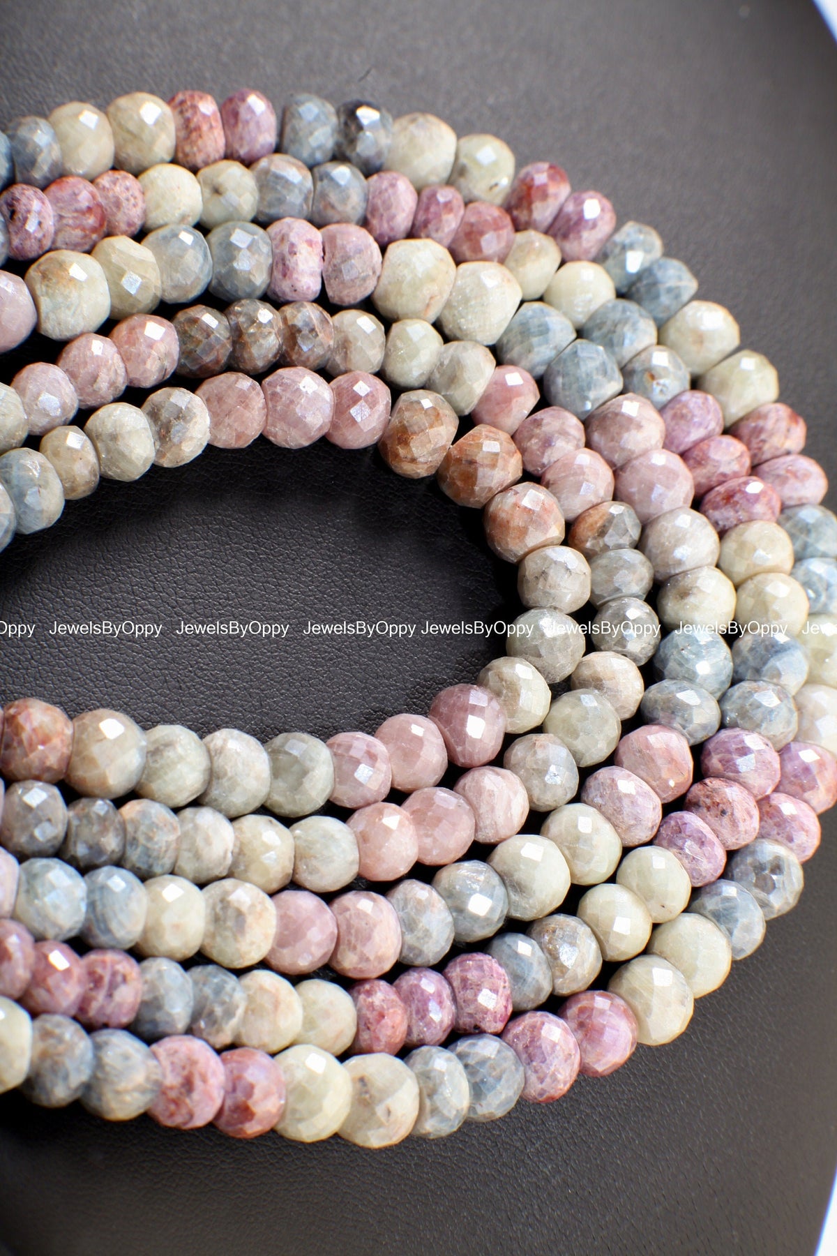 Natural Multi Pink Silverite Sapphire Faceted Rondelle 6.5-8mm, Rare , heavy weight , Jewelry Making Gemstone Beads 3",6",13" Strand