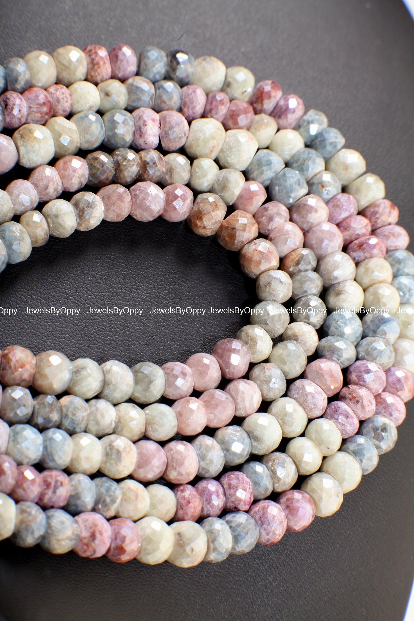 Natural Multi Pink Silverite Sapphire Faceted Rondelle 6.5-8mm, Rare , heavy weight , Jewelry Making Gemstone Beads 3",6",13" Strand