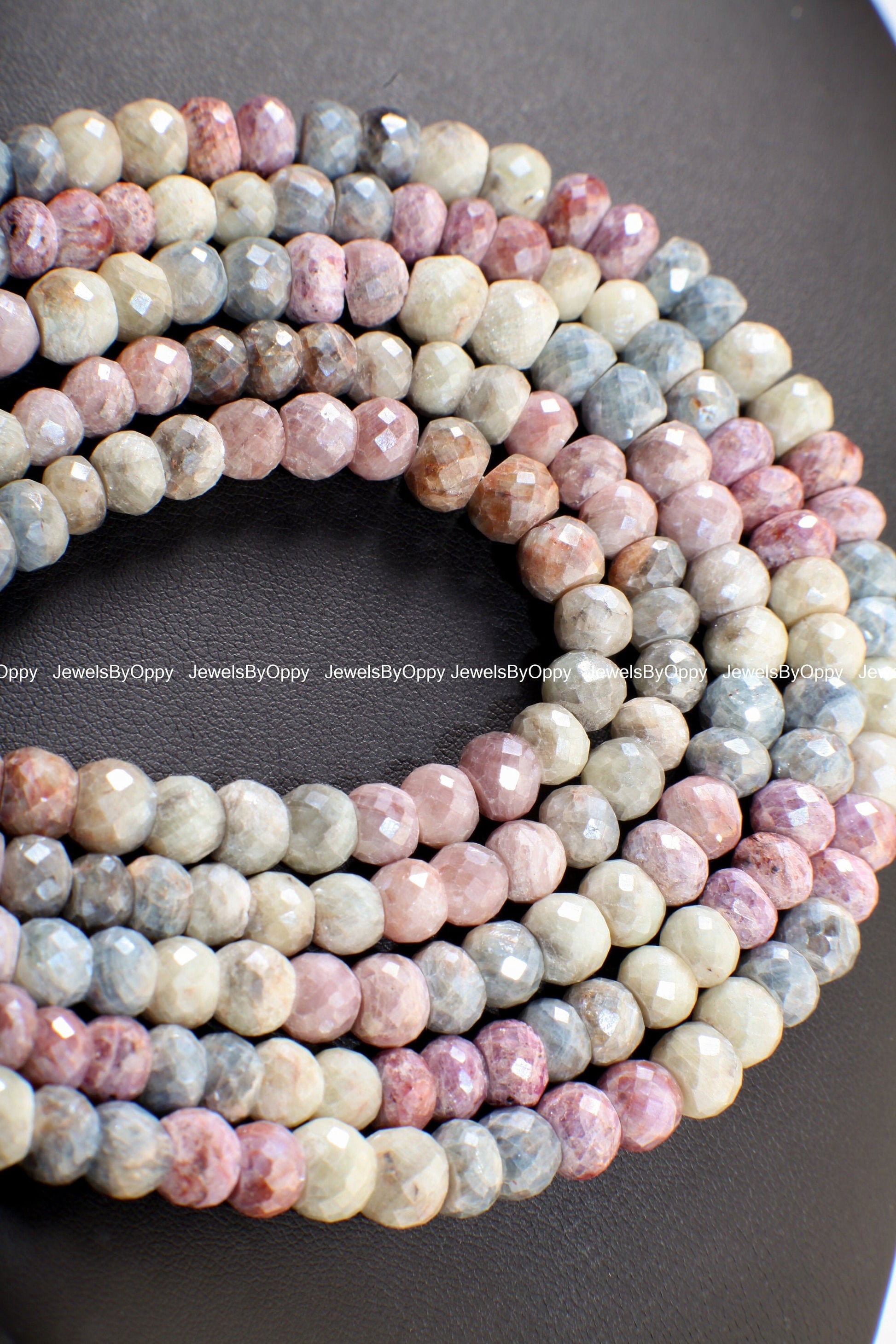 Natural Multi Pink Silverite Sapphire Faceted Rondelle 6.5-8mm, Rare , heavy weight , Jewelry Making Gemstone Beads 3",6",13" Strand
