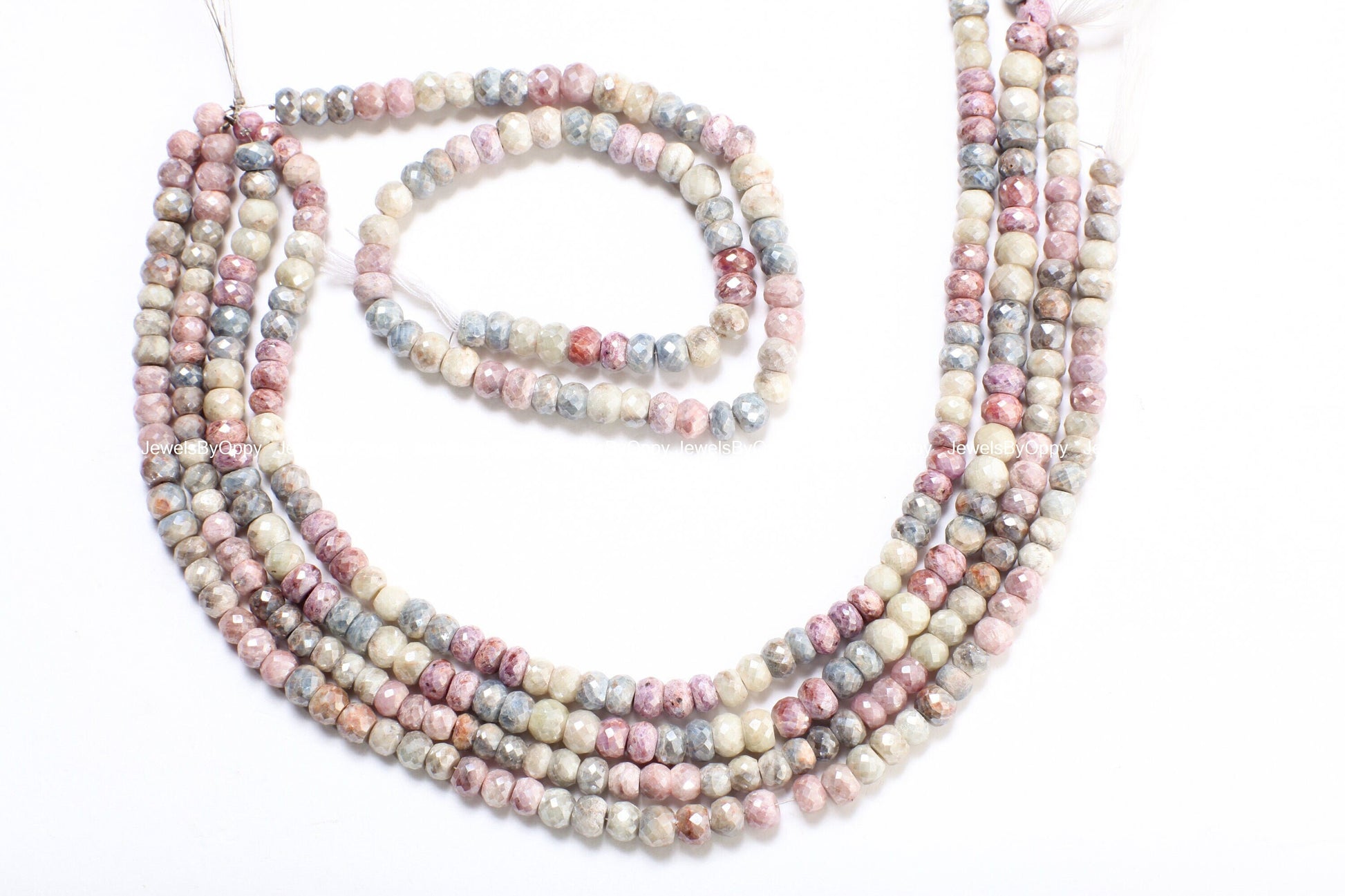 Natural Multi Pink Silverite Sapphire Faceted Rondelle 6.5-8mm, Rare , heavy weight , Jewelry Making Gemstone Beads 3&quot;,6&quot;,13&quot; Strand