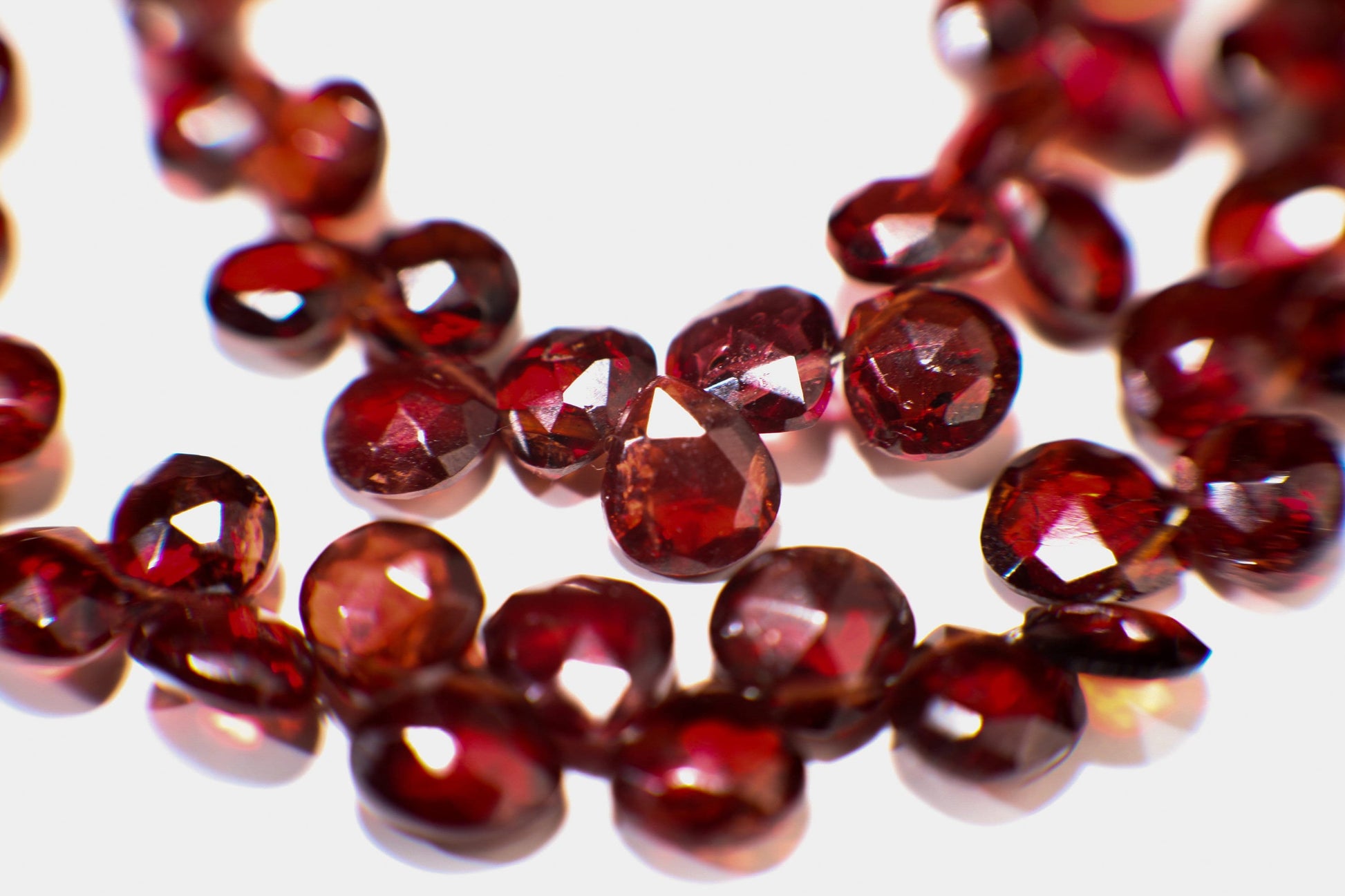 Mozambique Red Garnet Micro Faceted 6-7mm Heart Shape Pear Drop, Jewelry Making Rich Dark Red, January Birthstone Teardrop Beads