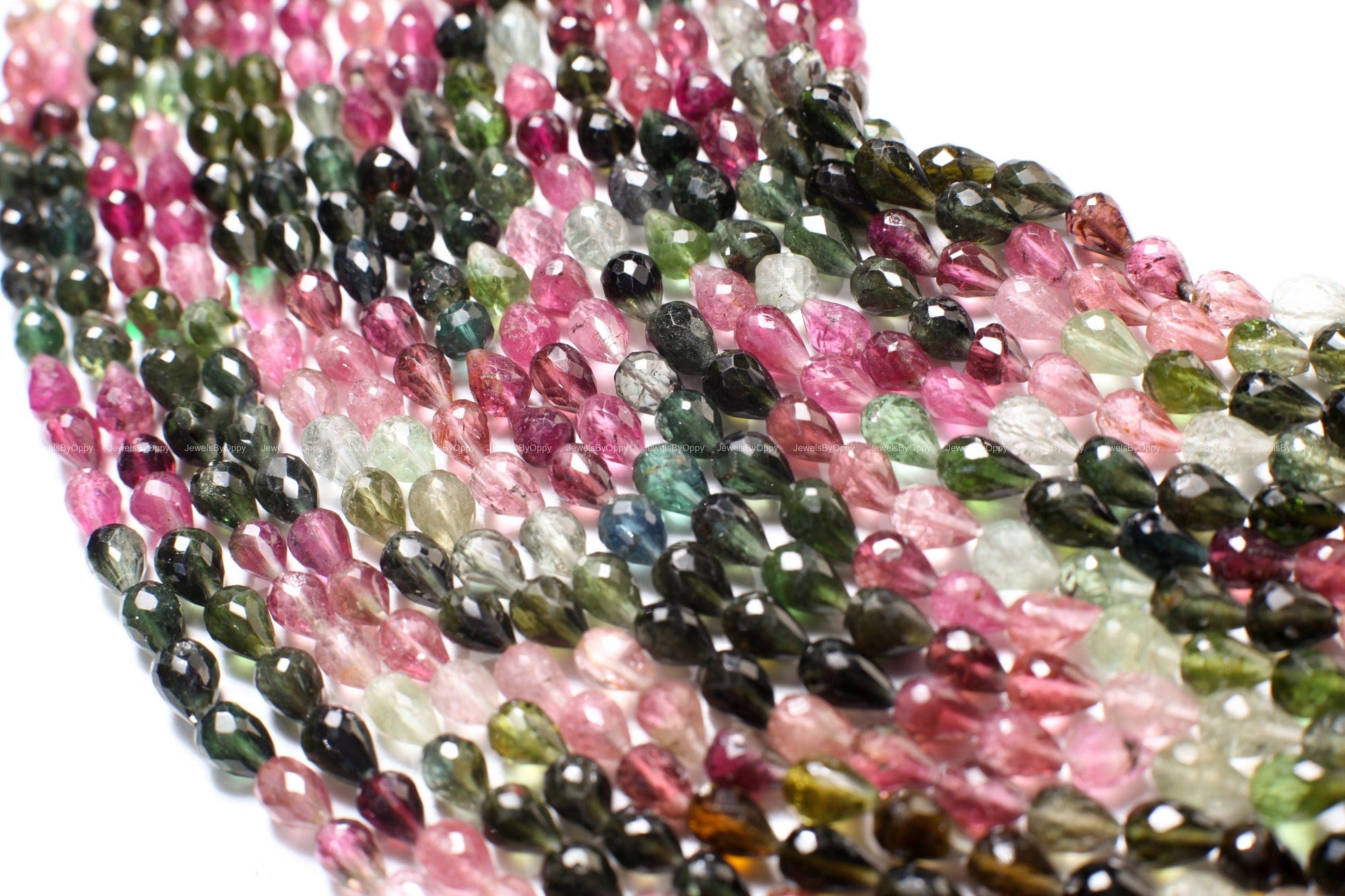 Natural Multi Watermelon Tourmaline Faceted Briolette 4-4.5x6-6.5mm Drop Shape Teardrop DIY Jewelry Making Gemstone Teardrop Beads