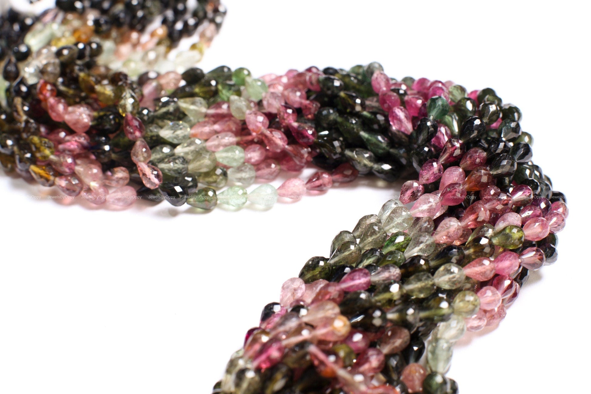 Natural Multi Watermelon Tourmaline Faceted Briolette 4-4.5x6-6.5mm Drop Shape Teardrop DIY Jewelry Making Gemstone Teardrop Beads