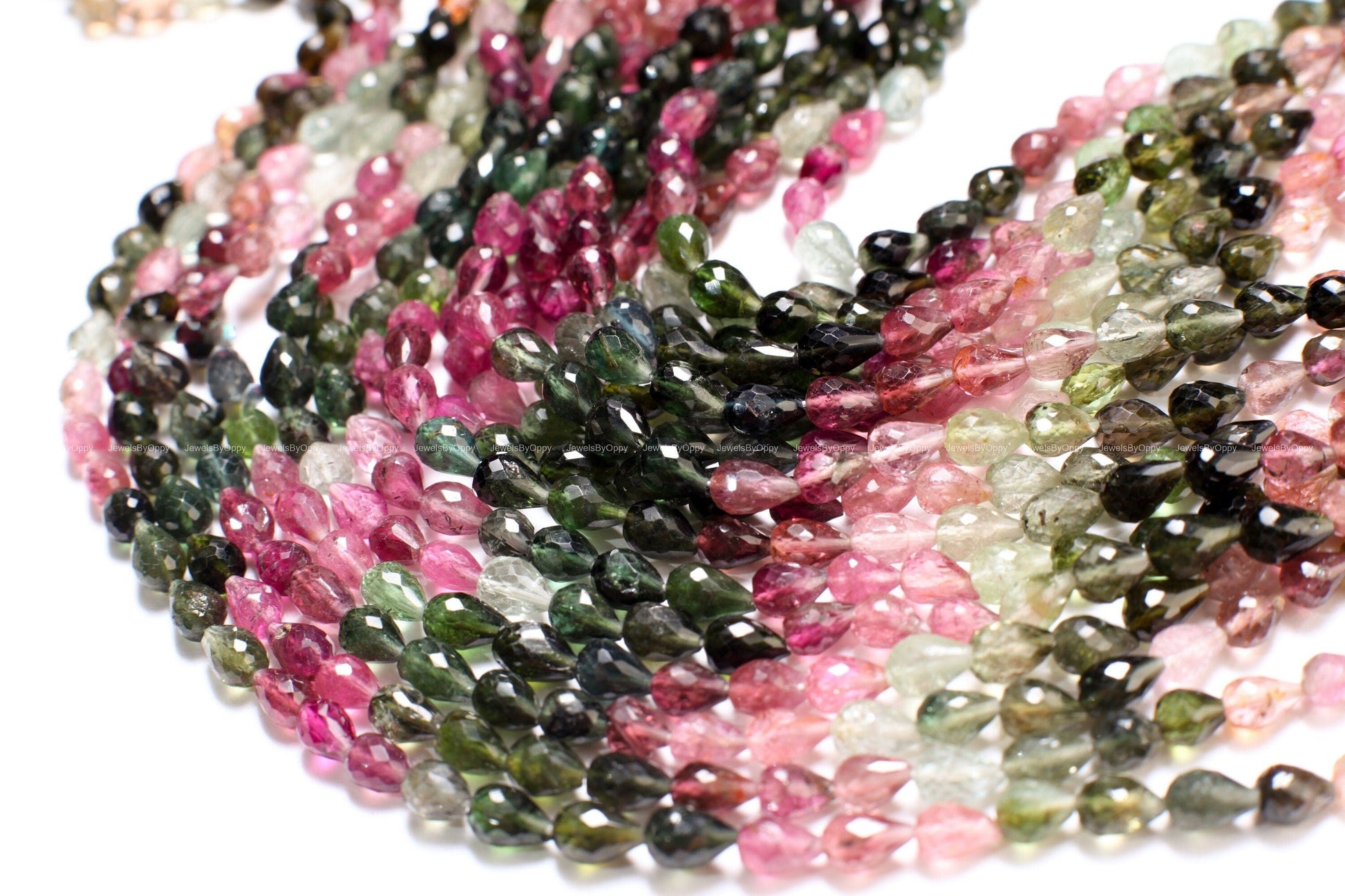 Natural Multi Watermelon Tourmaline Faceted Briolette 4-4.5x6-6.5mm Drop Shape Teardrop DIY Jewelry Making Gemstone Teardrop Beads