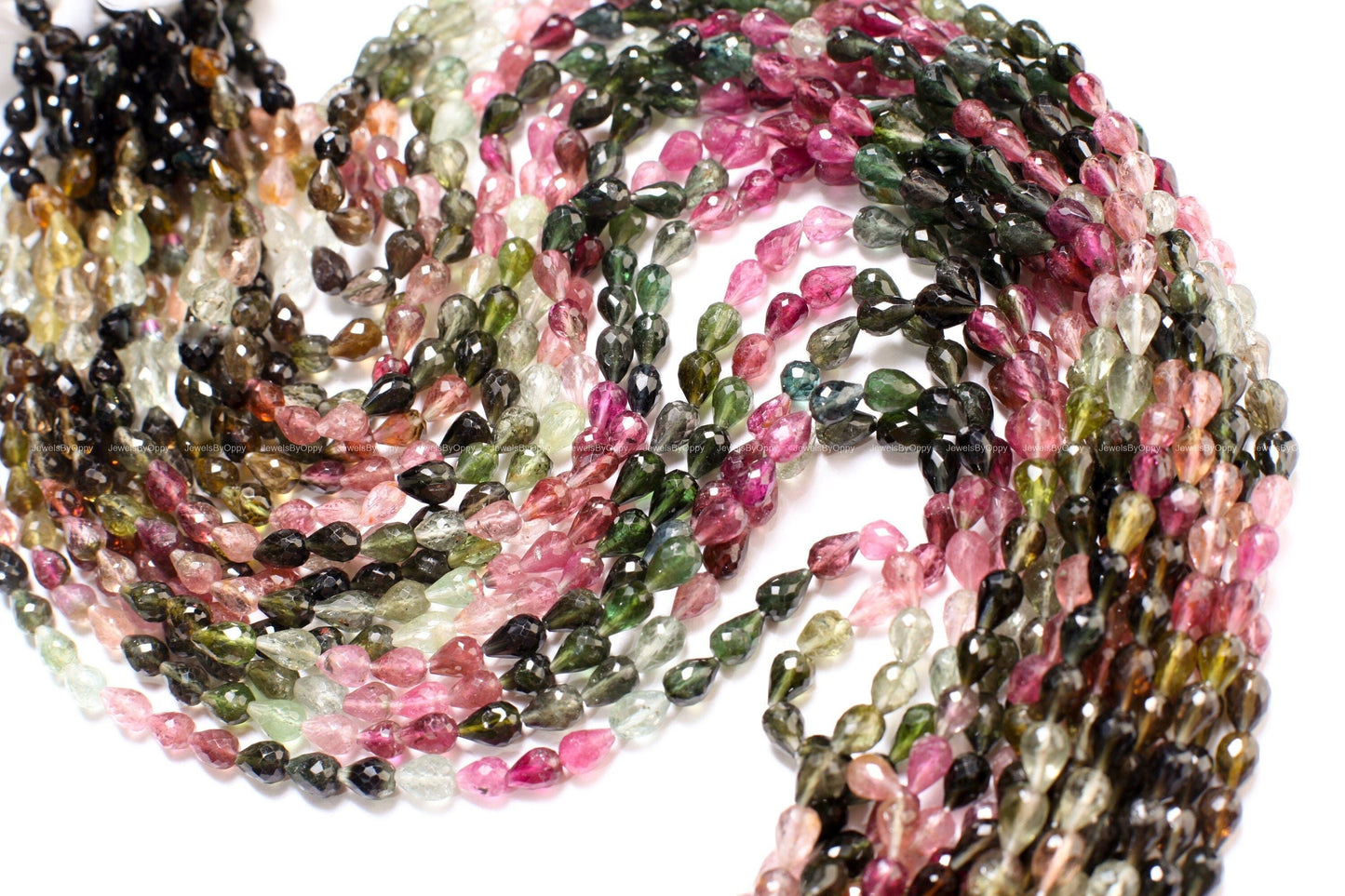 Natural Multi Watermelon Tourmaline Faceted Briolette 4-4.5x6-6.5mm Drop Shape Teardrop DIY Jewelry Making Gemstone Teardrop Beads