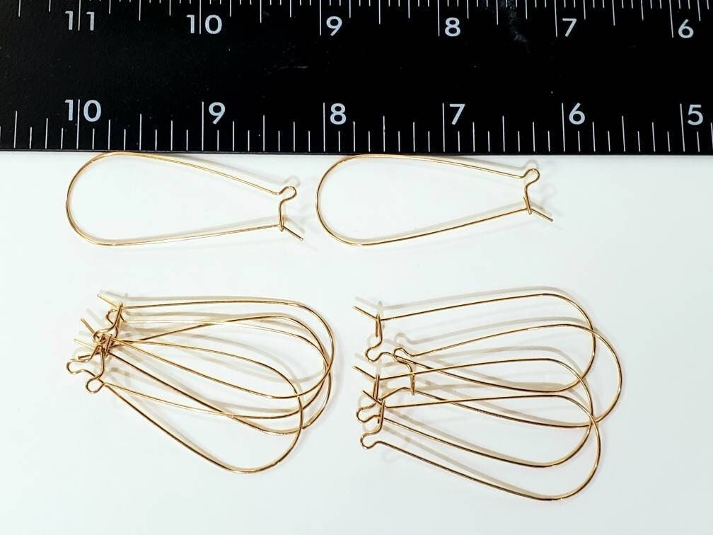 14k gold filled 35mm and 48mm long kidney earwire , made in USA , smooth long earrings making elegant earwire , 1 pair, 2 pieces