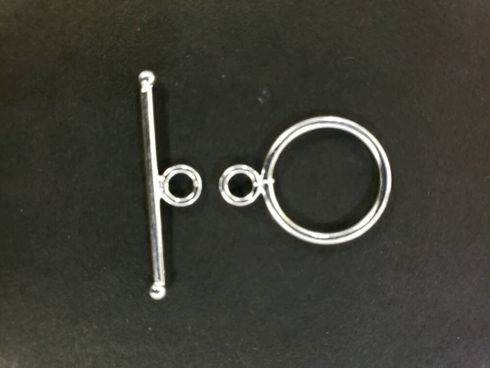 925 sterling silver 10mm, 12mm,15mm round toggle clasp, smooth finish jewelry making toggle clasp.