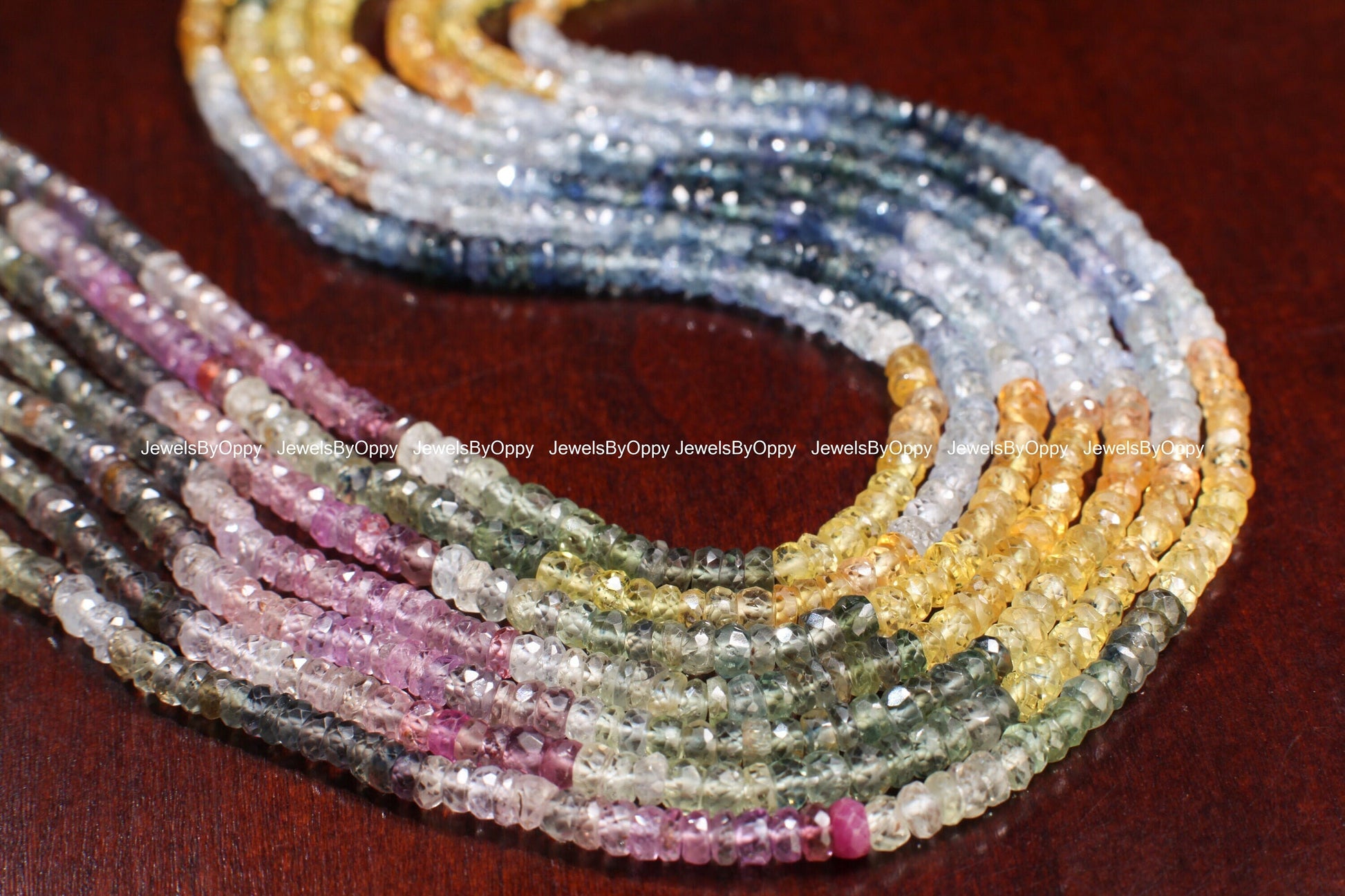 Natural Multi Sapphire Shaded Faceted 3.5mm Rondelle, sunset sapphire precious Gemstone Beads 15.5&quot; Strand