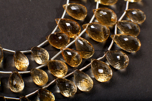 Citrine full strand Briolette AAA quality Natural Gemstone Graduated Teardrop 5×10-9×14m Jewelry Making 9"st (22 pcs approx)