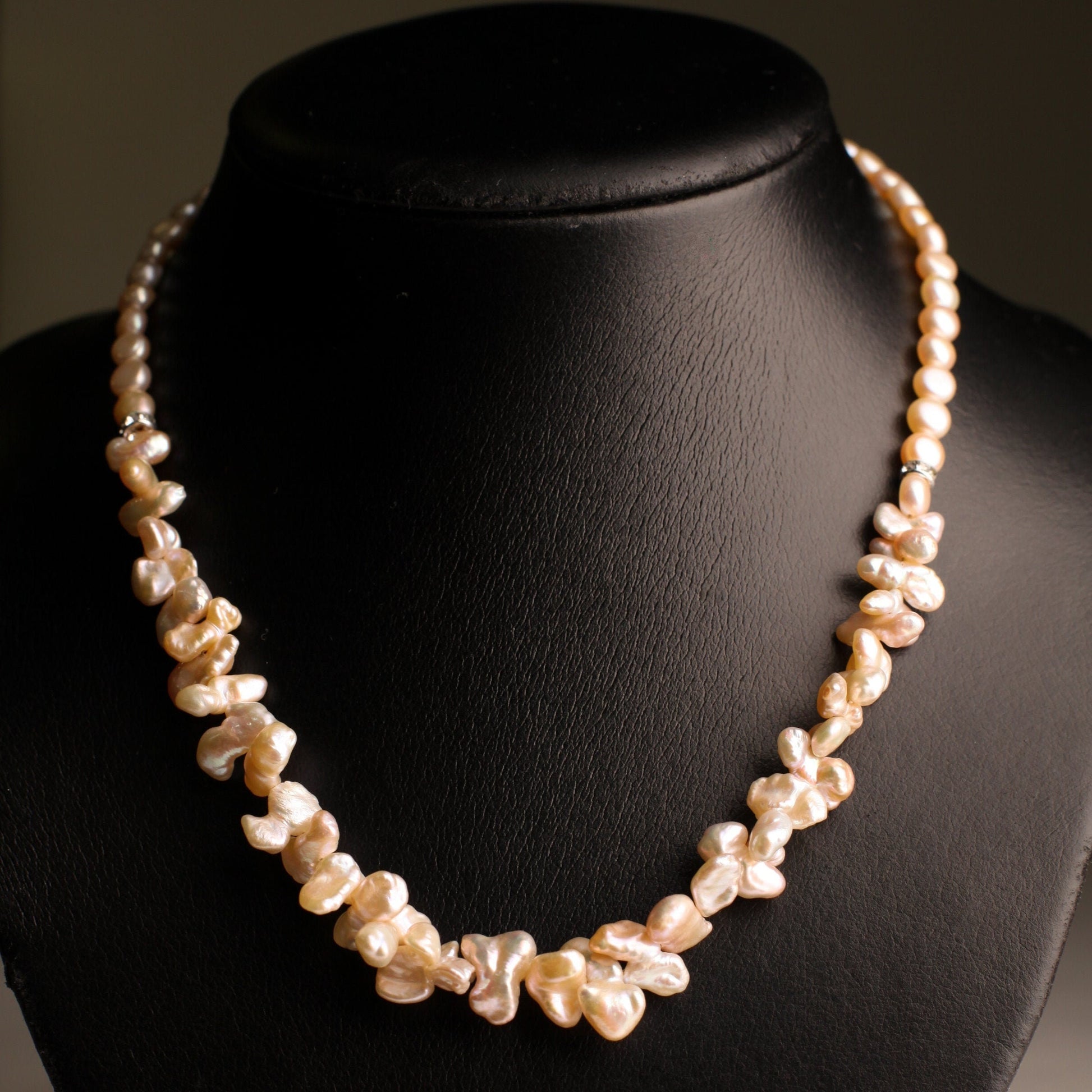 Natural Freshwater Champagne Pink Keshi Pearl, 6mm Freshwater Button Pink, Pearl High Luster Pearl Necklace with 3" Extension, Bridal, Gift