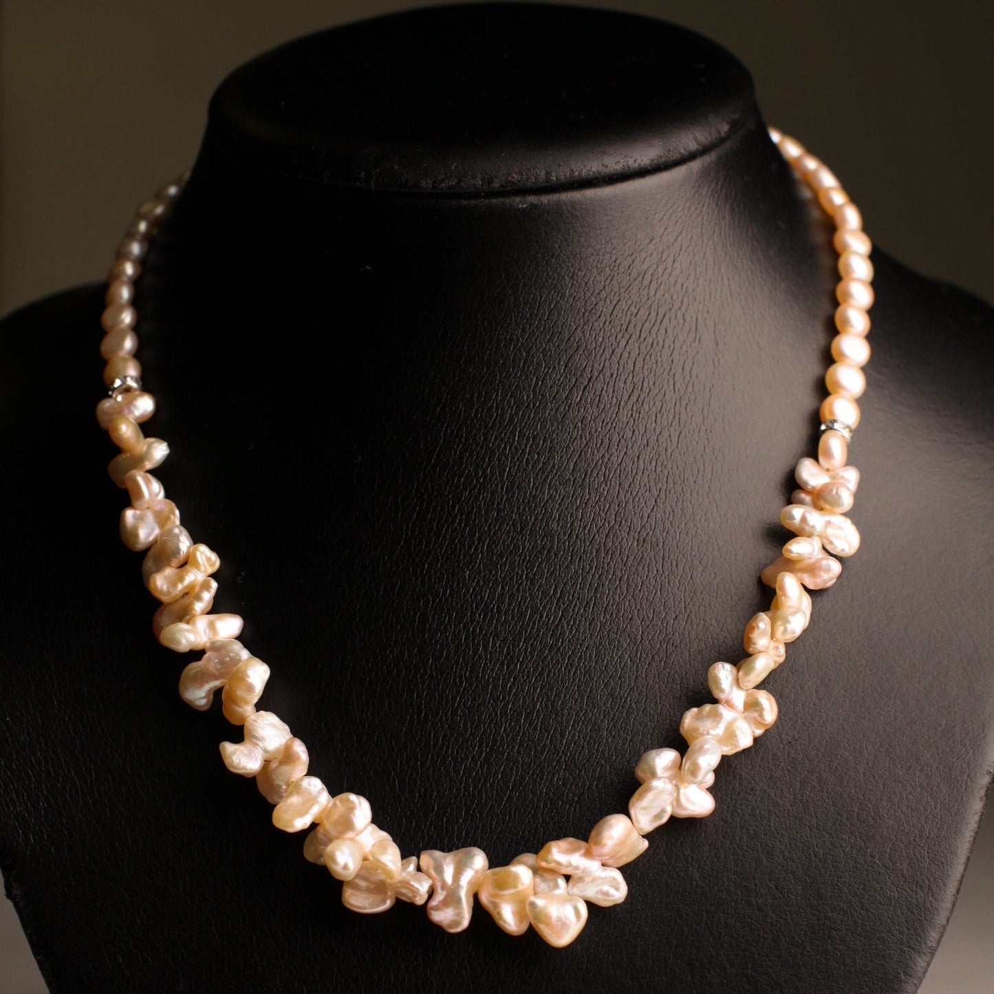 Natural Freshwater Champagne Pink Keshi Pearl, 6mm Freshwater Button Pink, Pearl High Luster Pearl Necklace with 3&quot; Extension, Bridal, Gift