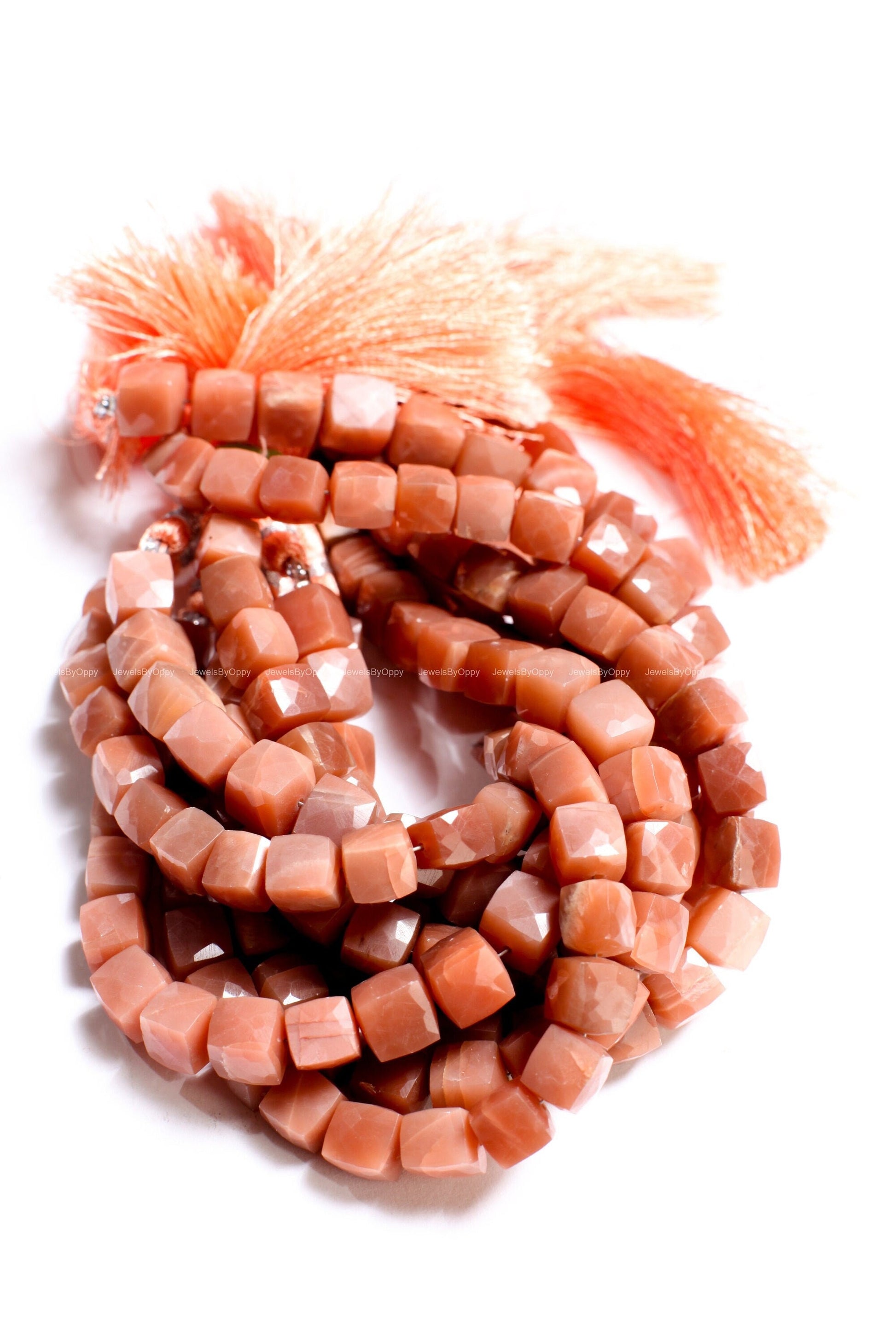 Chocolate Moonstone 7.5-8.5mm Faceted Dice Shape Sauare Cube Beads, Jewelry Making 8" Strand , approx 24 pcs beads