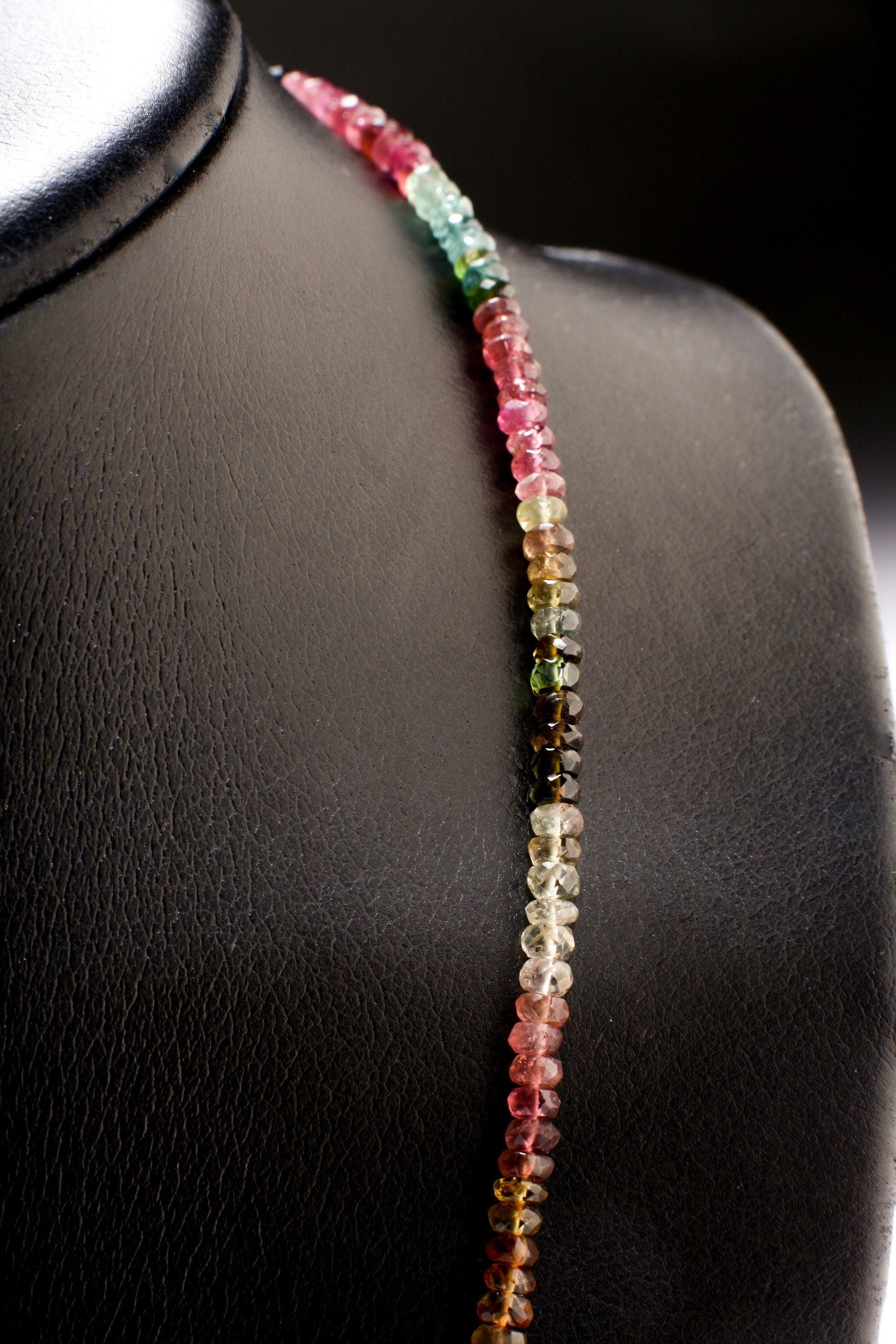 Natural Multi Watermelon Tourmaline AAA Faceted Briolette Teardrop Necklace 20" and matching Earrings Jewelry set in 925 Sterling Silver