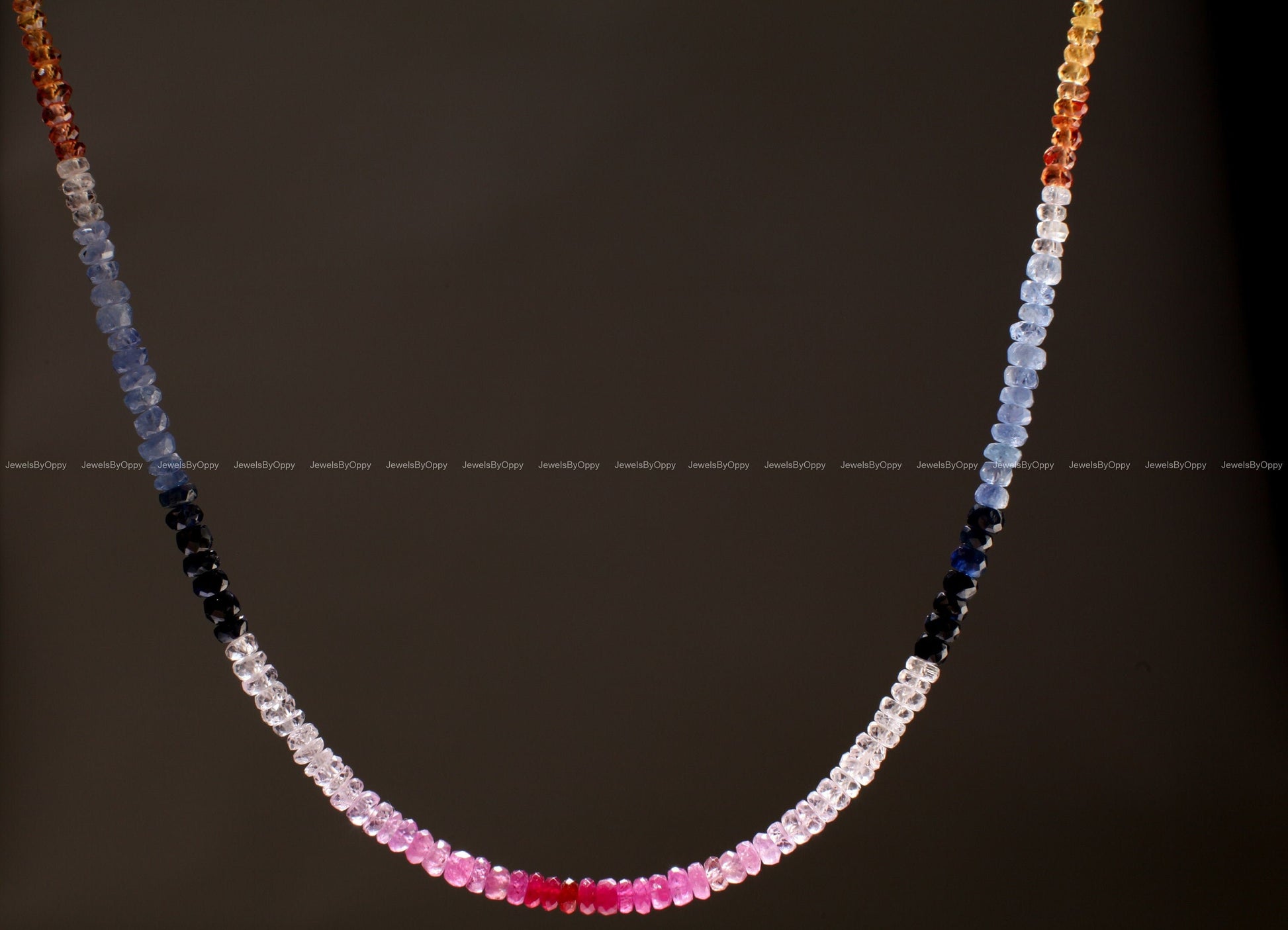 Multi Sapphire 3-3.5mm micro faceted Rondelle Necklace in 925 Sterling Silver, AAA quality Natural gems, September Birthstone precious Gift.