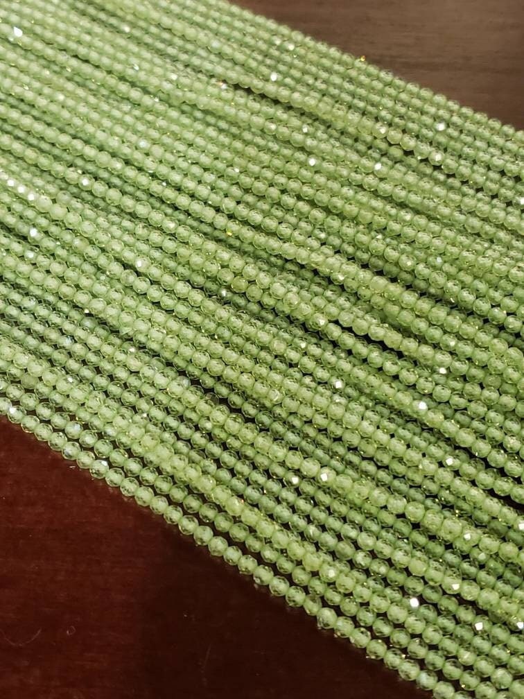 Natural Peridot 2mm Faceted AAA Quality Round Beads for Jewelry Making 13&quot;