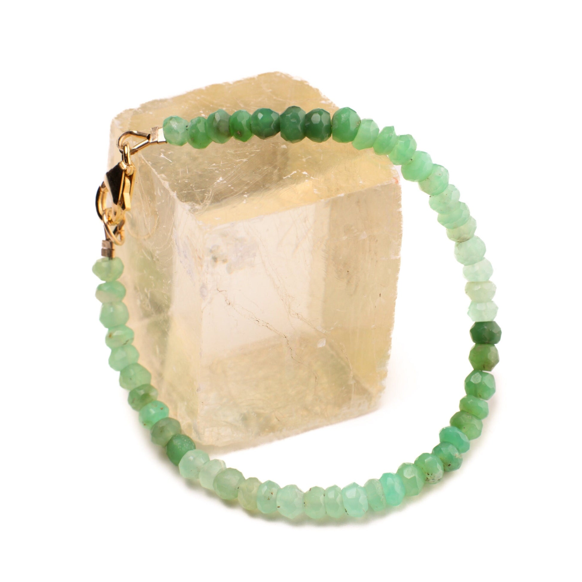 Chrysoprase 4mm Faceted Bracelet in 14k Gold Filled lobster Clasp and findings , healing Chakra gift