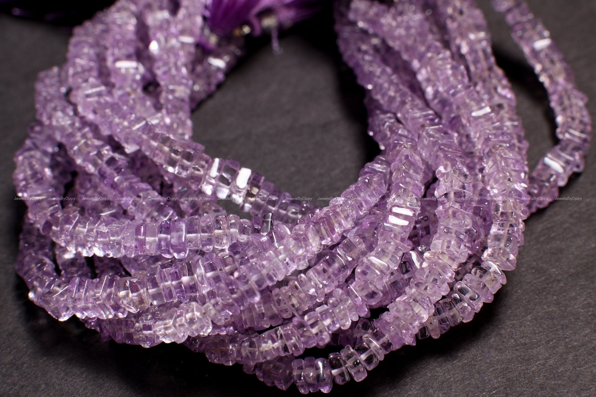 Pink Amethyst 4-5mm Square Heishe, Jewelry Making Squaredelle high quality Natural Gemstone Bead Spacers, DIY Necklace, Bracelet, 8" Strand