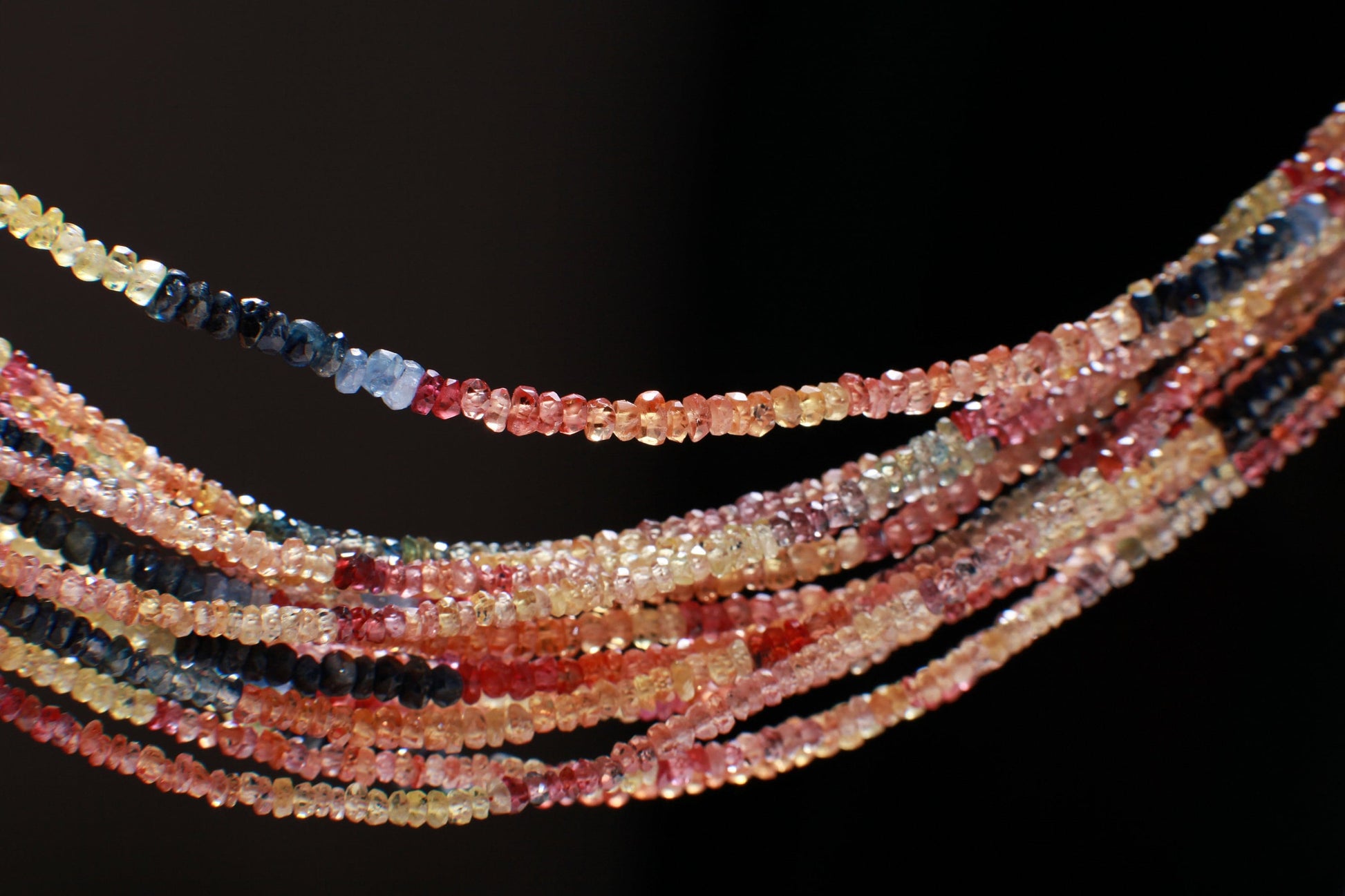 Natural multi Sapphire Shaded Raw Hand cut Faceted 2.5-3.5mm Rondelle, sunset sapphire precious Gemstone Beads 14&quot; Strand