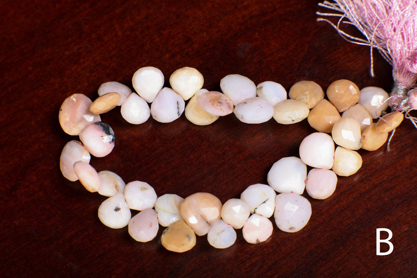 Natural Pink Peruvian Opal Faceted Pear Drop, DIY Jewelry Making Gemstone 11-12mm heart shapeTeardrop Beads,