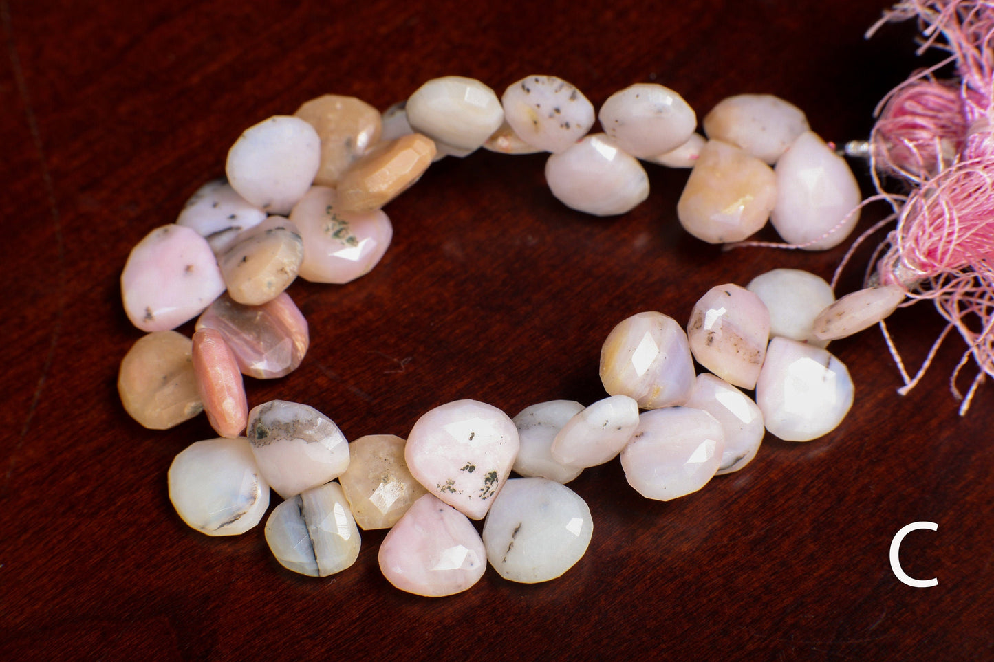 Natural Pink Peruvian Opal Faceted Pear Drop, DIY Jewelry Making Gemstone 11-12mm heart shapeTeardrop Beads,