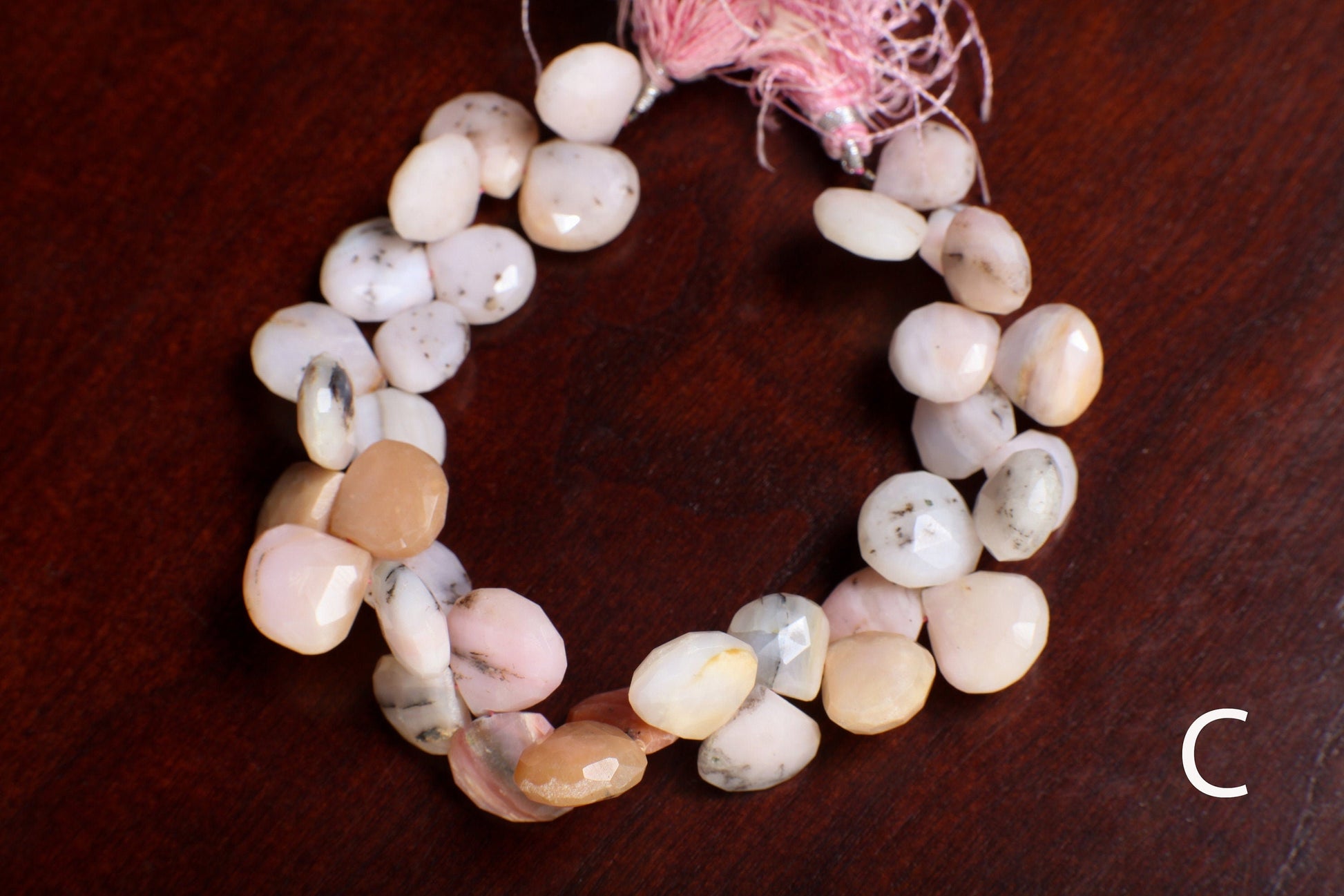 Natural Pink Peruvian Opal Faceted Pear Drop, DIY Jewelry Making Gemstone 11-12mm heart shapeTeardrop Beads,
