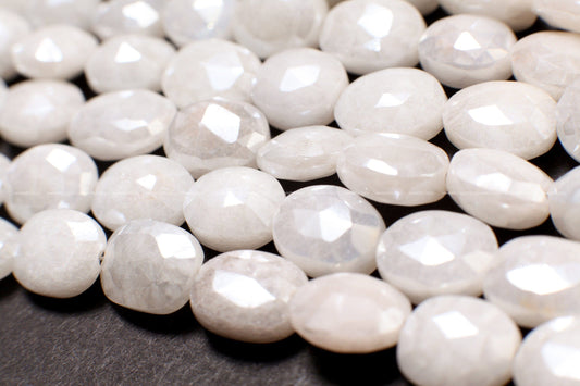 Natural Silverite, White Sapphire Mystic Faceted Oval 8x9-9x11mm Gemstone 8&quot; strand, High quality, White Silverite, Jewelry Making Beads.