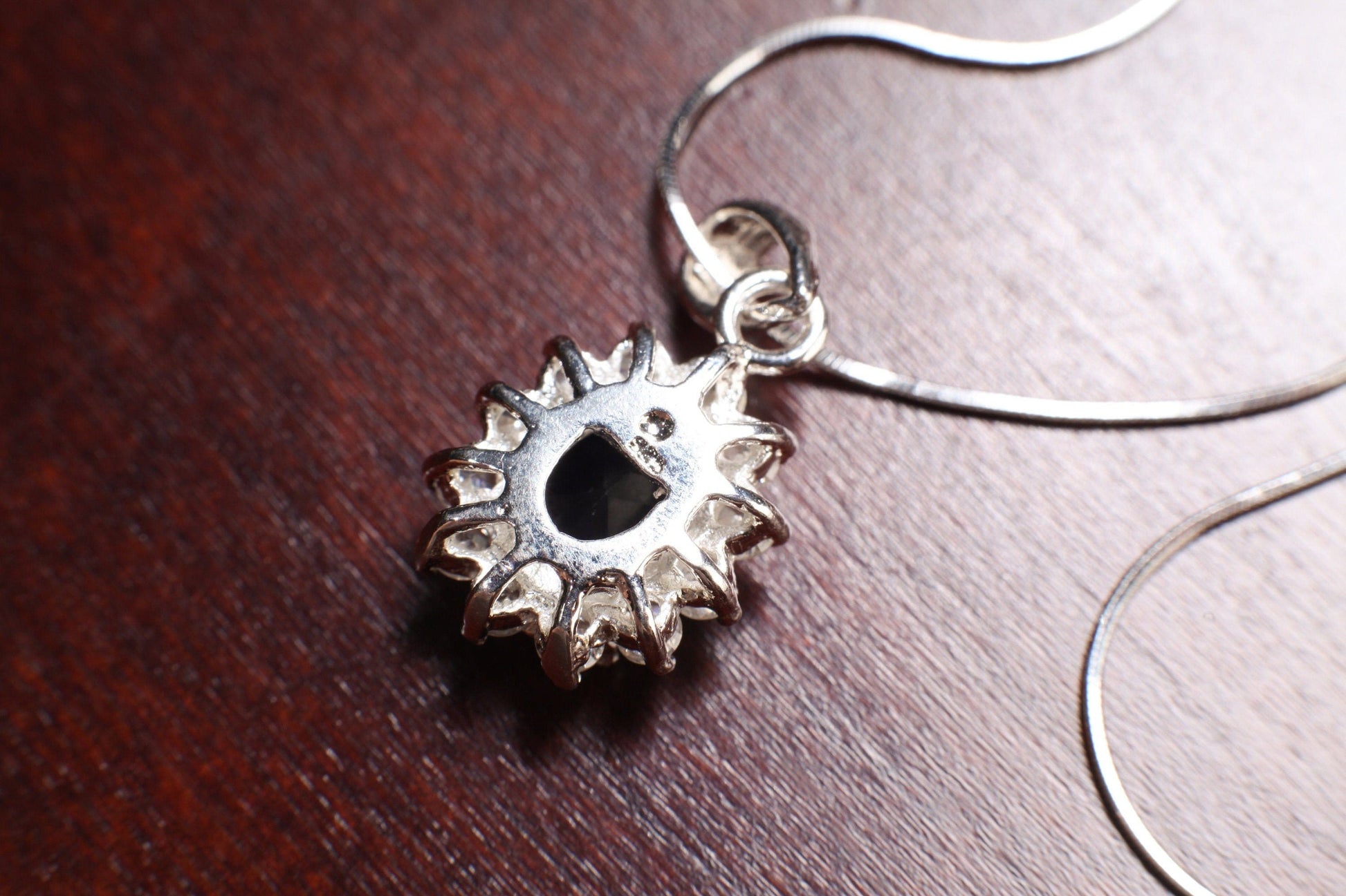 Cubic Zirconia Sapphire Oval 13x18mm Pendant 925 Sterling Silver , Deep Blue CZ Diamond Style, Italian Sterling Silver Chain,Gift