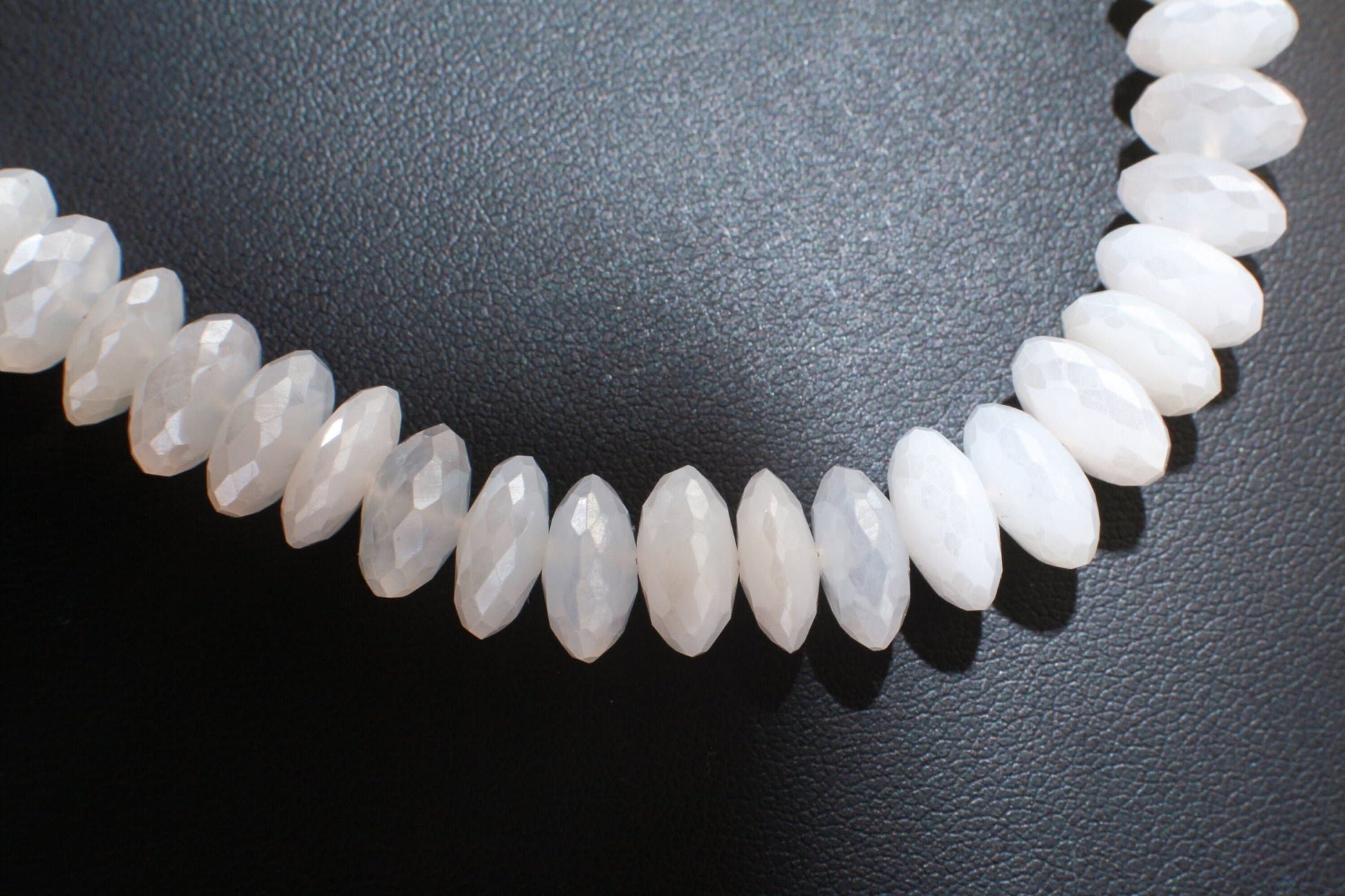 Natural Mystic Moonstone German Cut Graduated Faceted Rondelle Gemstone 17&quot; Necklace