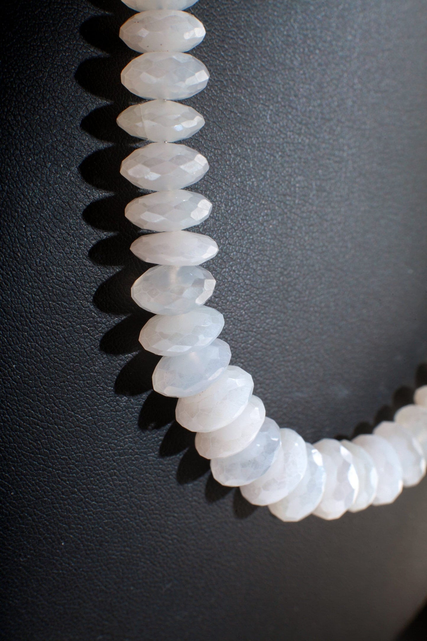 Natural Mystic Moonstone German Cut Graduated Faceted Rondelle Gemstone 17" Necklace