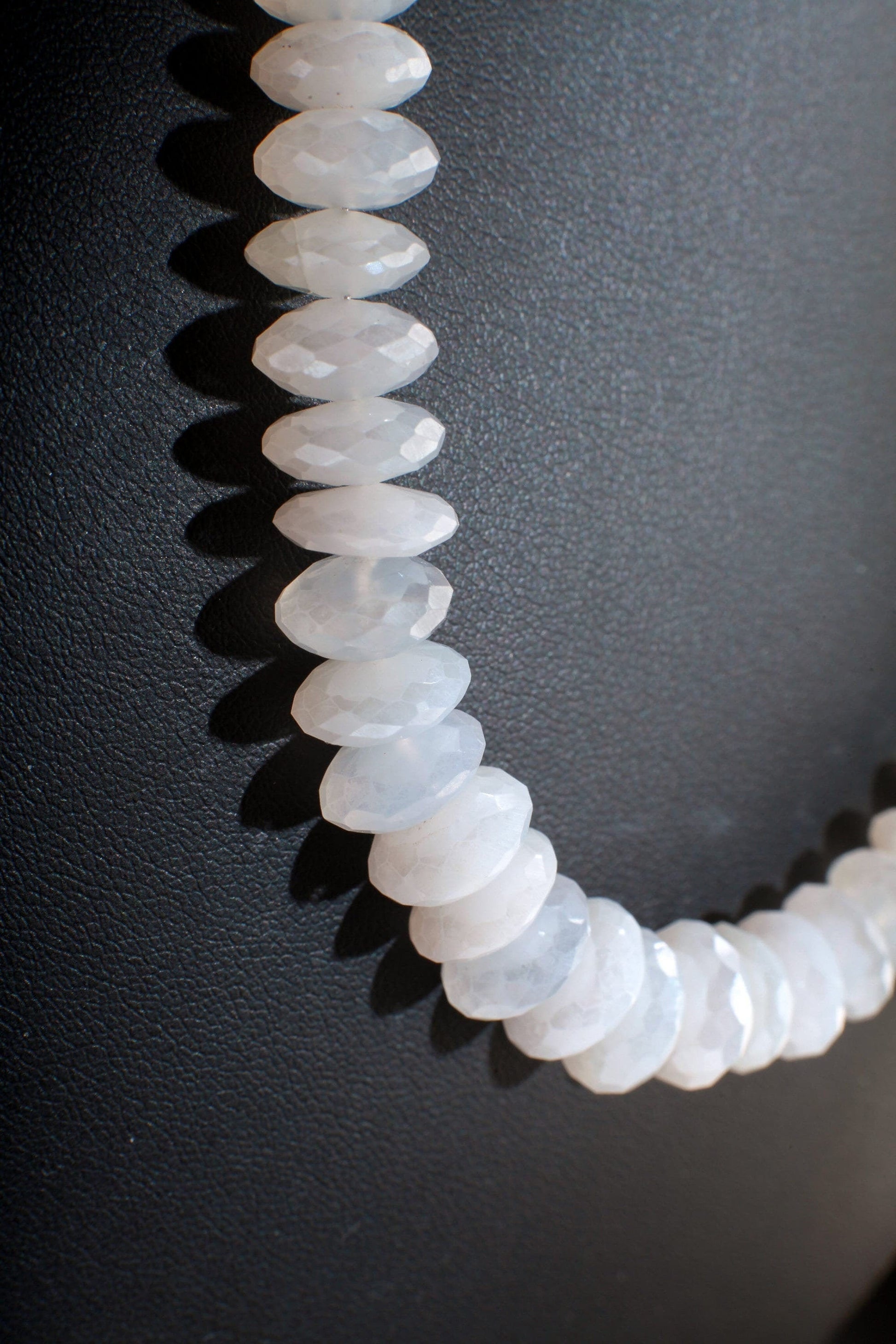 Natural Mystic Moonstone German Cut Graduated Faceted Rondelle Gemstone 17" Necklace