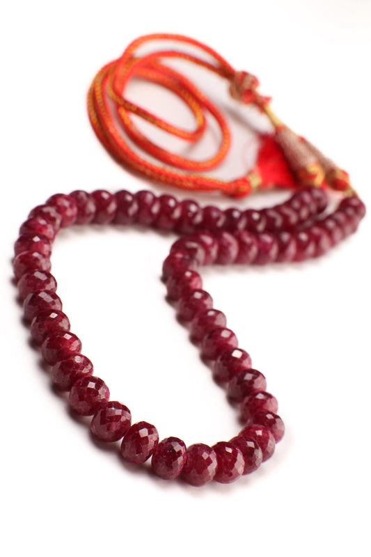 Genuine Faceted Ruby large Roundel rare Adjustable thread Necklace, Gift for her, 389 ct