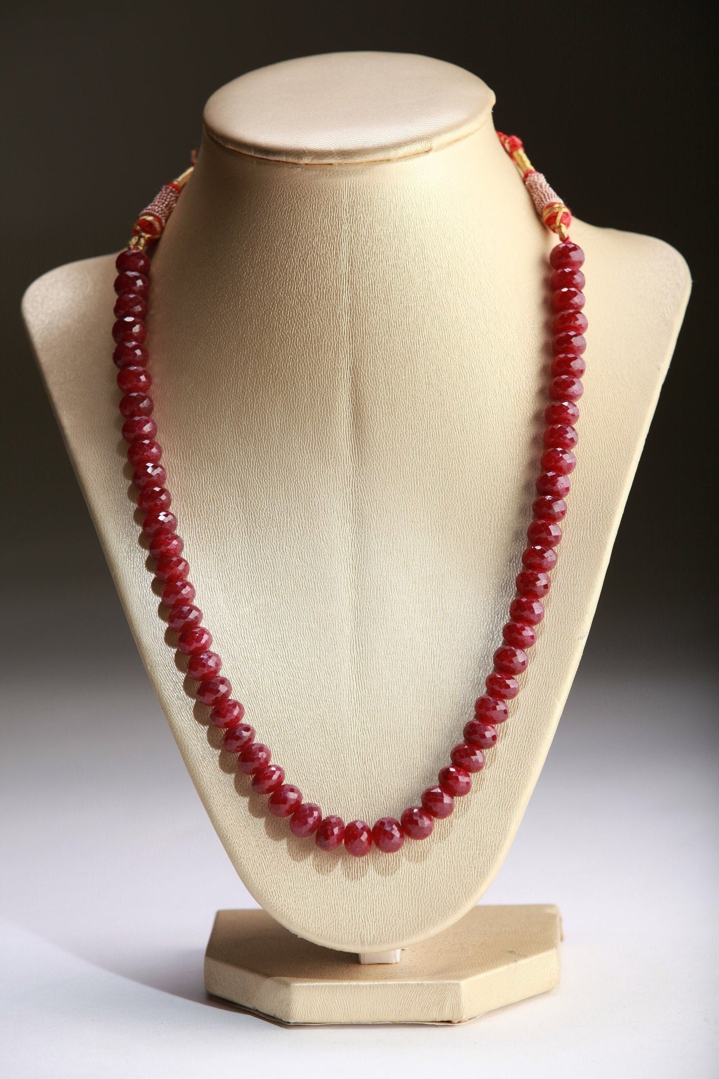 Genuine Faceted Ruby large Roundel rare Adjustable thread Necklace, Gift for her, 389 ct