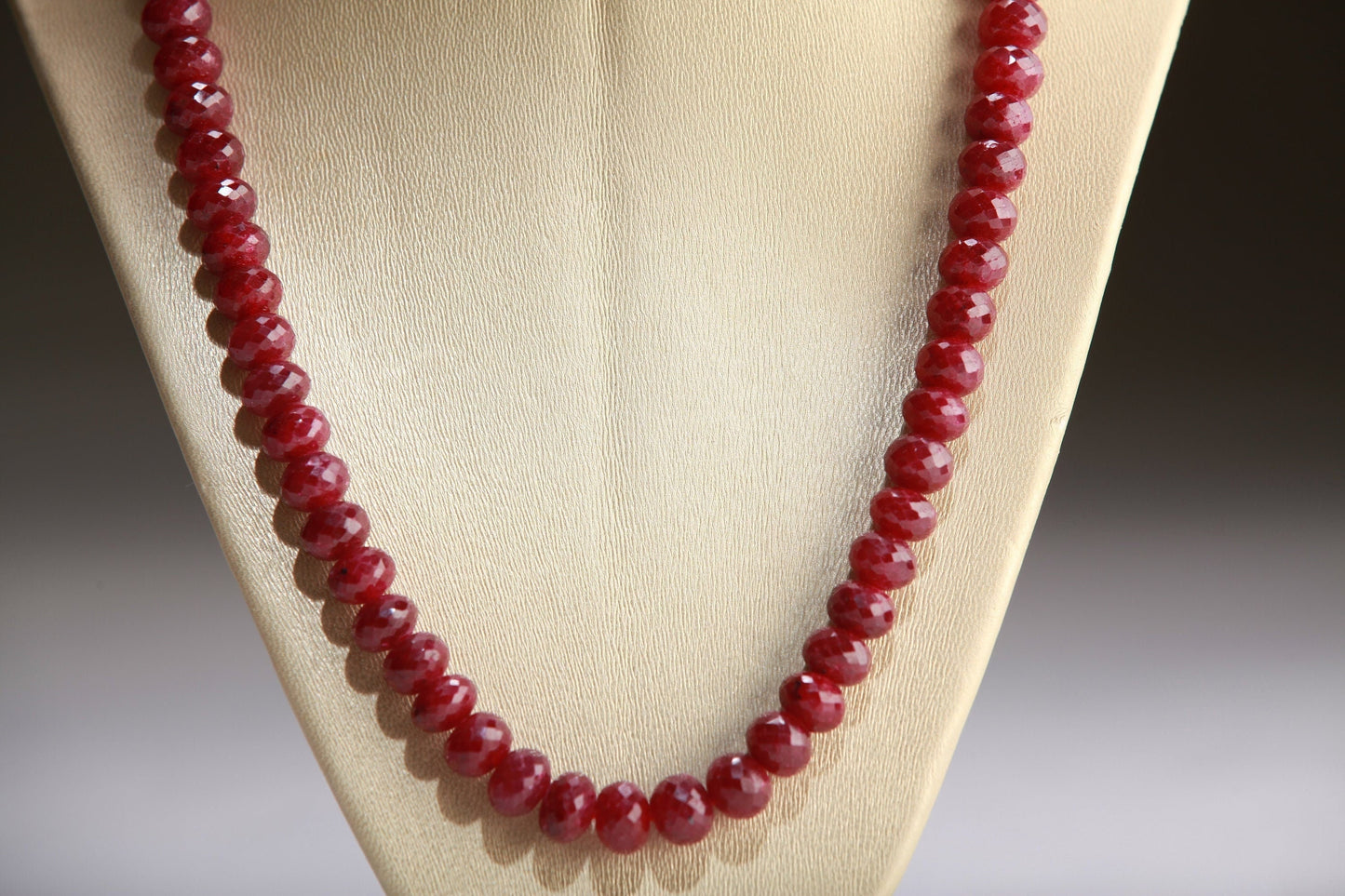 Genuine Faceted Ruby large Roundel rare Adjustable thread Necklace, Gift for her, 389 ct