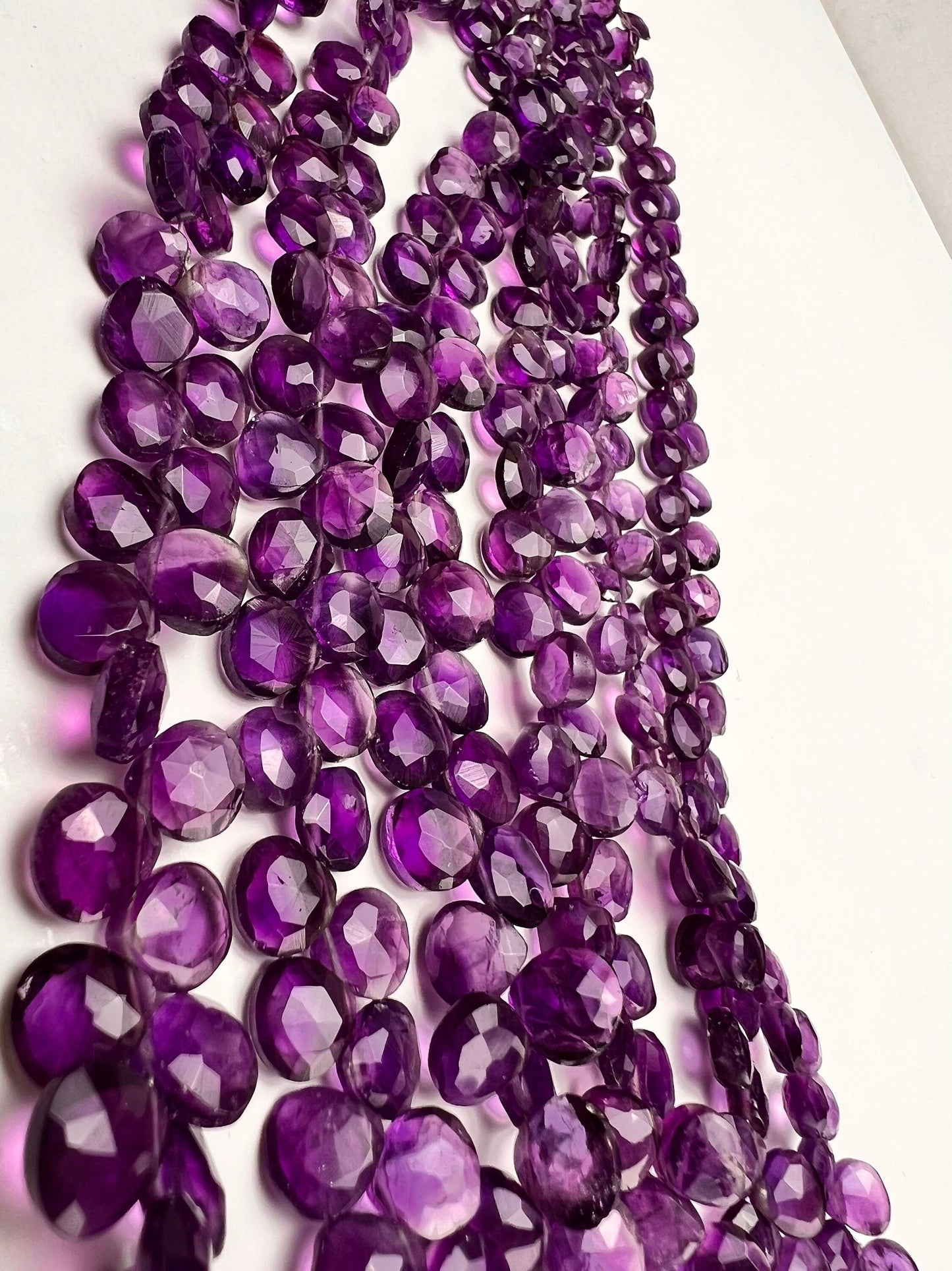 Natural Amethyst Faceted heart 5-7mm drop for Jewelry Making DIY Gemstone Beads . 10, 20, 30 pcs