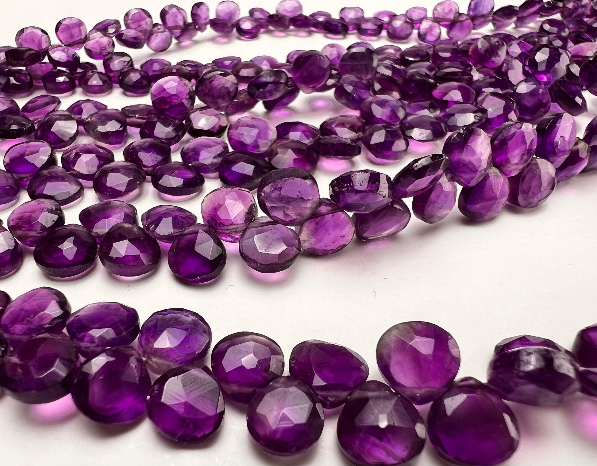 Natural Amethyst Faceted heart 5-7mm drop for Jewelry Making DIY Gemstone Beads . 10, 20, 30 pcs