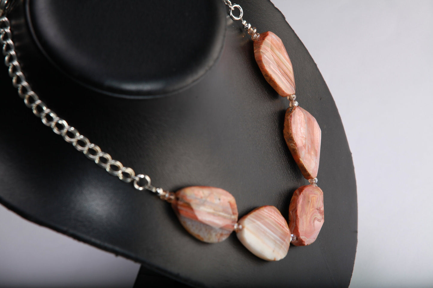 Botswana Agate with Double Cable Chain Necklace
