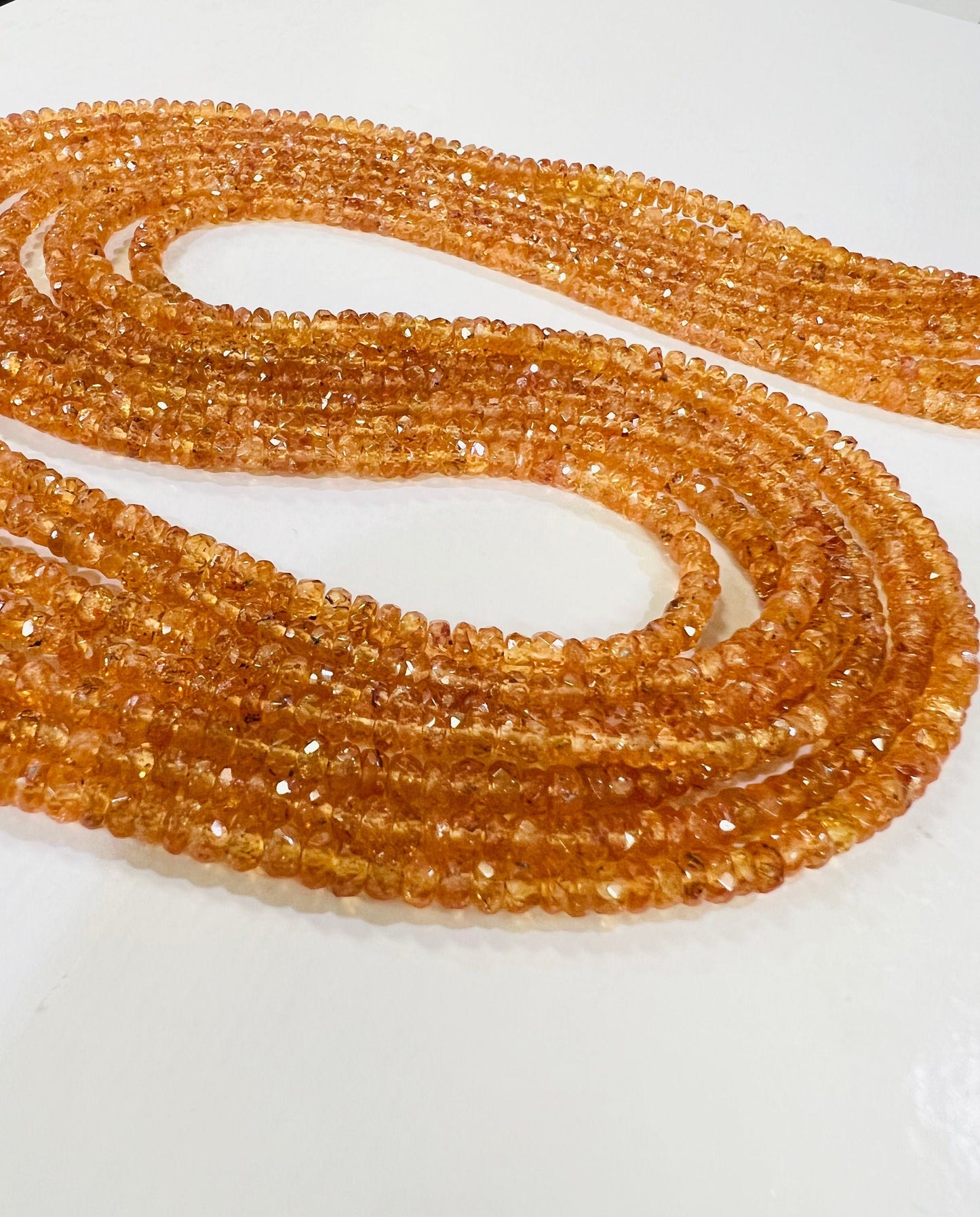 Rare gemstone Spesotite , Natural Mandarin Garnet 3.5mm Faceted roundel 7&quot;,14&quot; strand fir jewelry making spectacular beads. 14&quot; st 50 cts