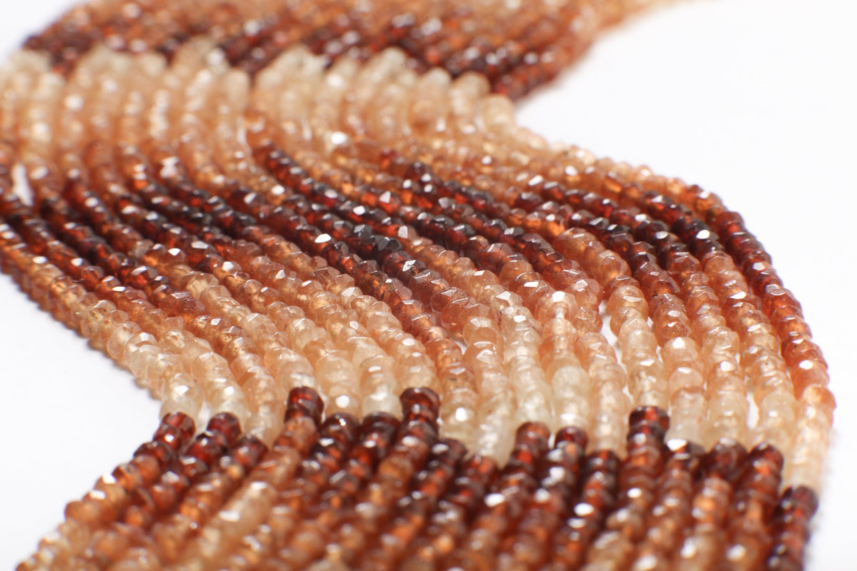 Hessonite Garnet Faceted 3mm Rondelle, Natural Hessonite Garnet Gemstone DIY Jewelry Making Bracelet, Necklace Beads, 13" Strand