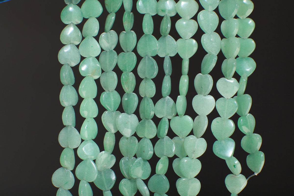 Natural Green Aventurine 12mm Heart Shape 7.75" Strand, Single/Bulk