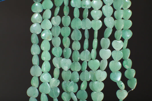 Natural Green Aventurine 12mm Heart Shape 7.75&quot; Strand, Single/Bulk