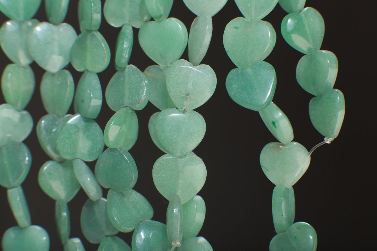 Natural Green Aventurine 12mm Heart Shape 7.75" Strand, Single/Bulk
