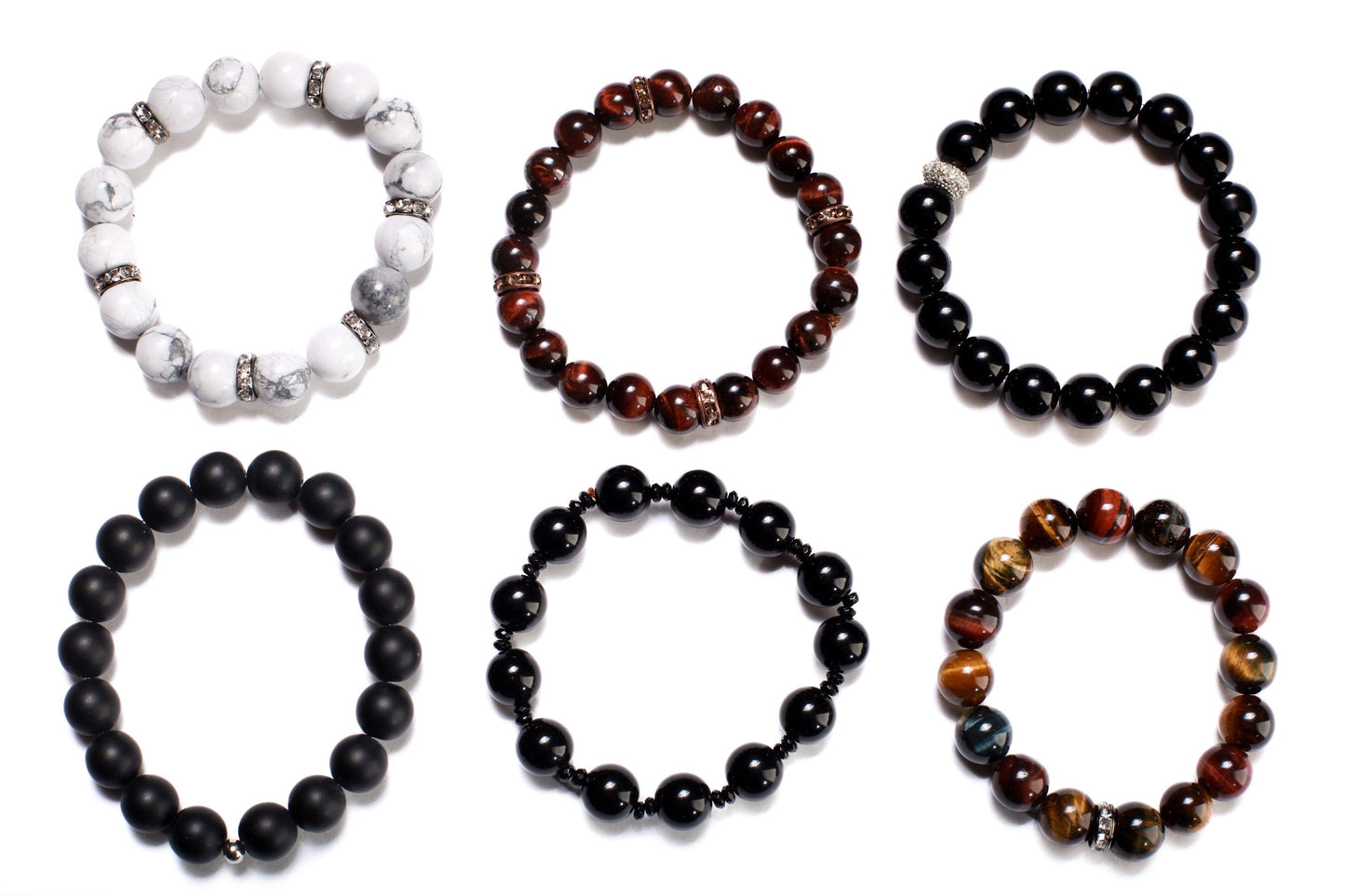 Tri Color Tiger Eye Natural Gemstone, Healing, Yoga, Crystal Chakra Stretch Bracelet 8"