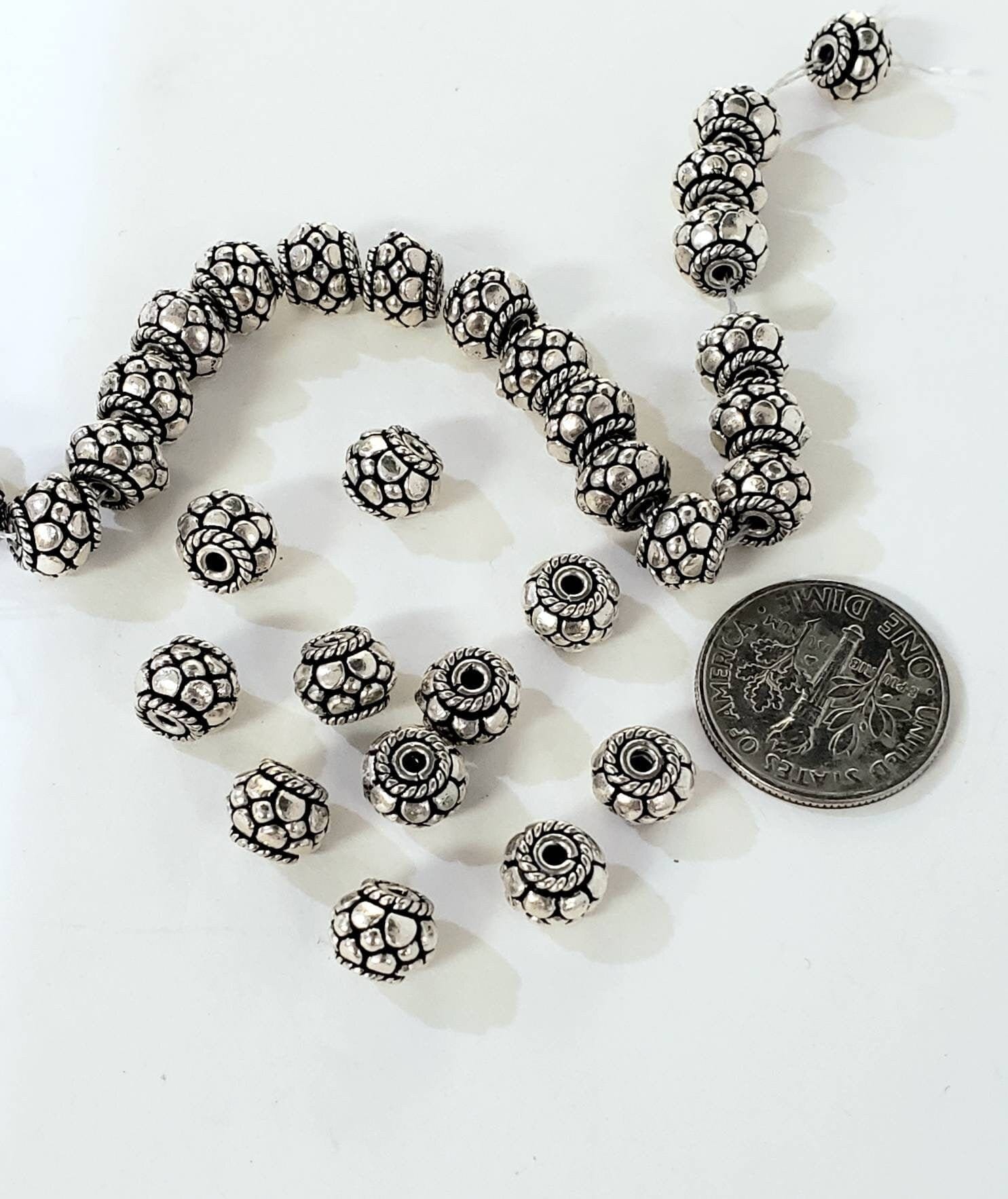 6 pcs 925 sterling silver bali spacer bead 7mm heavy weight handmade design spacer bead, vintage jewelry making necklace bracelet spacer.