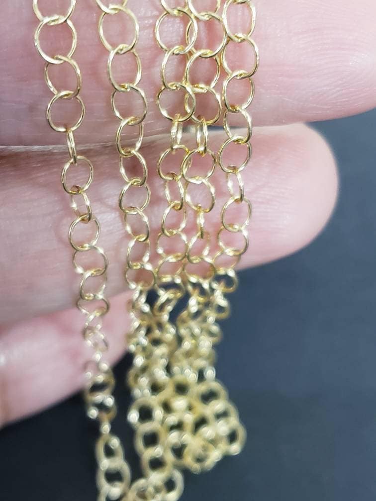 14K Gold Filled 3.5mm round cable chain, Made in Italy, high Quality, jewelry making Chain by the foot .