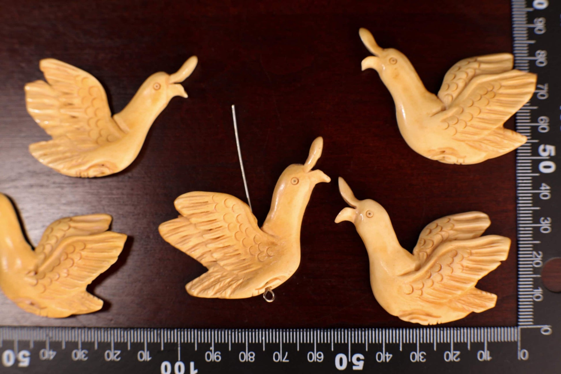 Carved Buffalo Bone Swan, 35x53mm Hand Crafted Double Sided Animal Figurine Drilled Bead, Art Deco, jewelry making, display piece. 1 pc