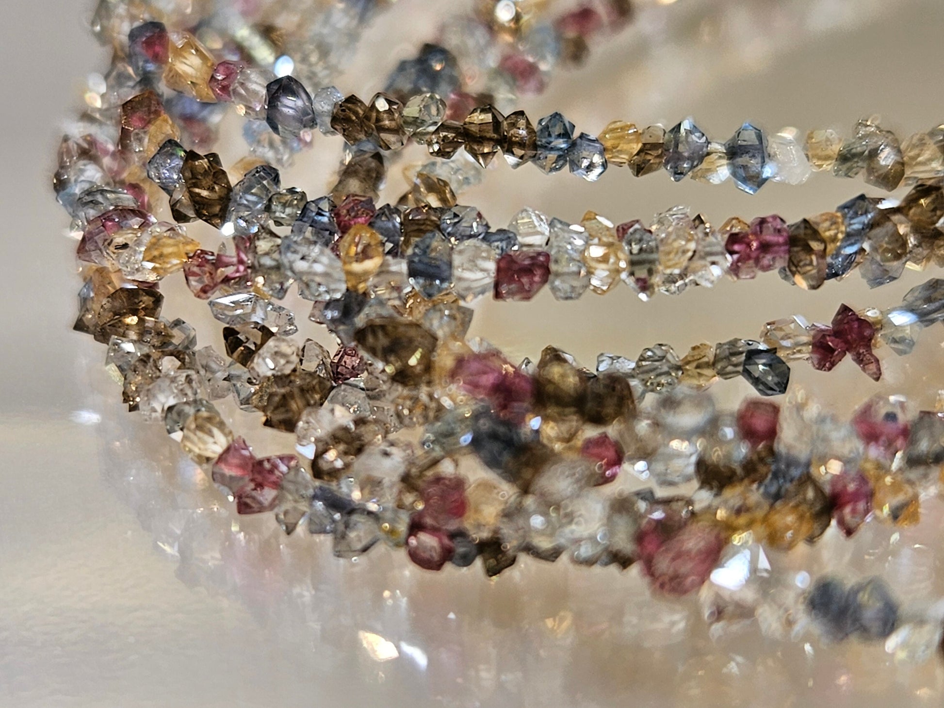 Herkimer Diamond 2-2.5mm Raw Beads, Double Terminated Raw Sparkly Rainbow AAA High Quality multi color Herkimer Diamond Beads