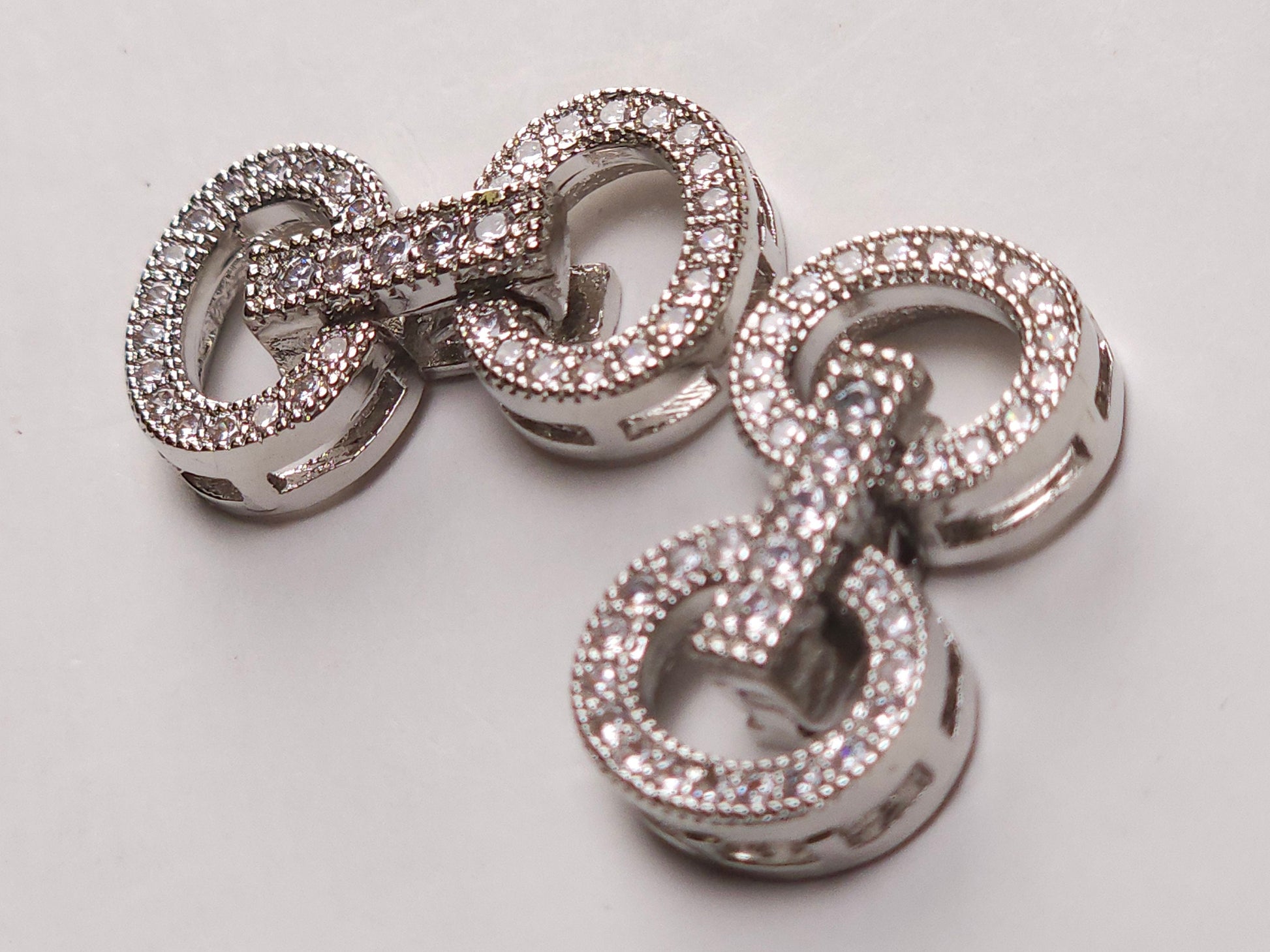 Cubic Zirconia CZ Micro Pave Diamond Style Sterling Silver Rhodium, Gold Vermeil Fancy Clasp 11x20mm, High End Jewelry Making, Folding Clasp