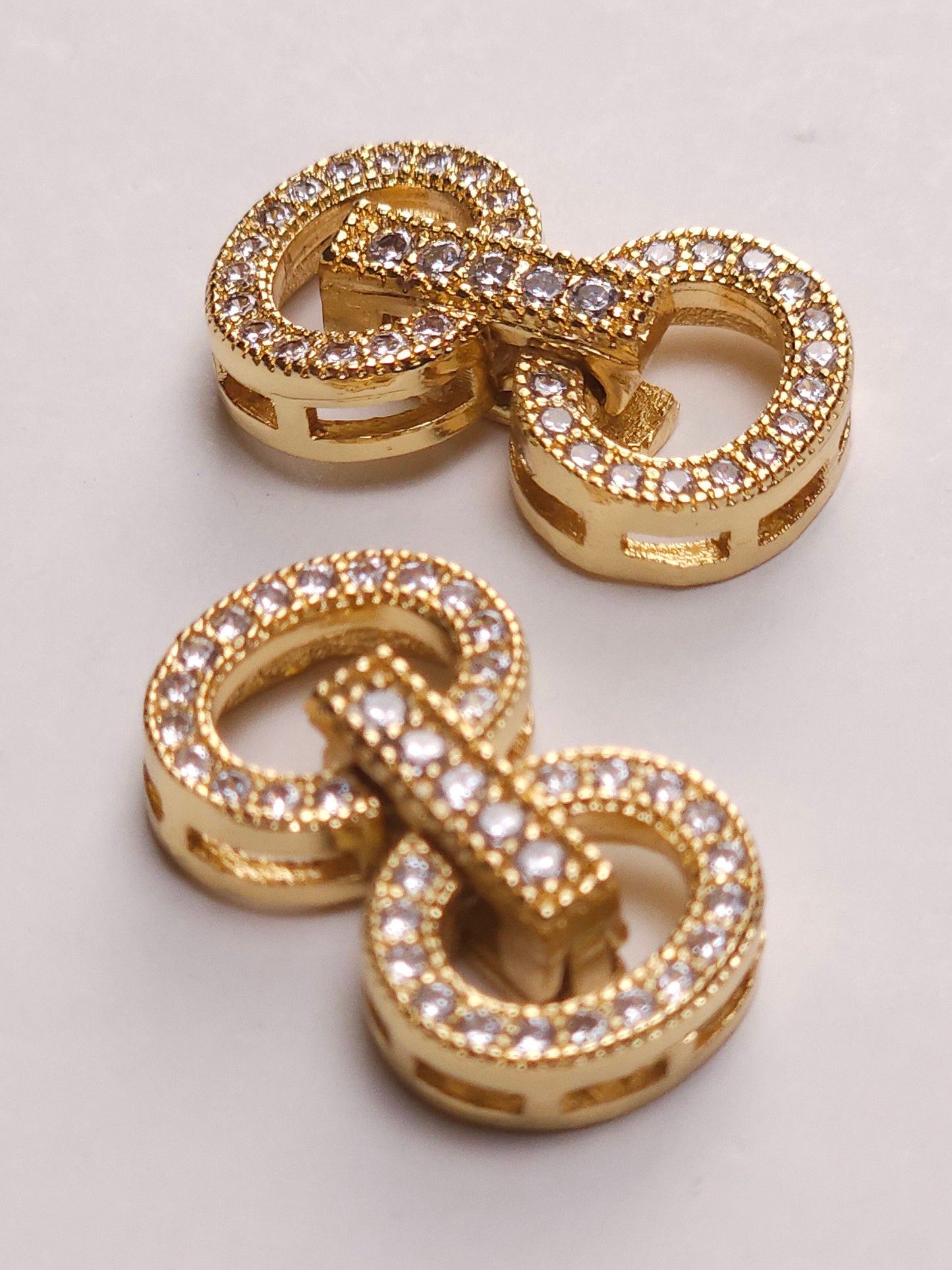 Cubic Zirconia CZ Micro Pave Diamond Style Sterling Silver Rhodium, Gold Vermeil Fancy Clasp 11x20mm, High End Jewelry Making, Folding Clasp